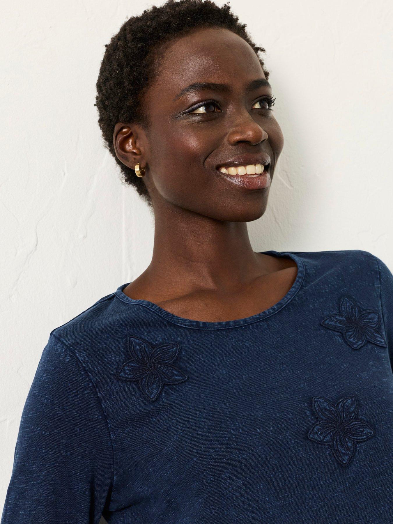 Image 4 of 7 of FatFace Natalie Flower Top - Denim Blue