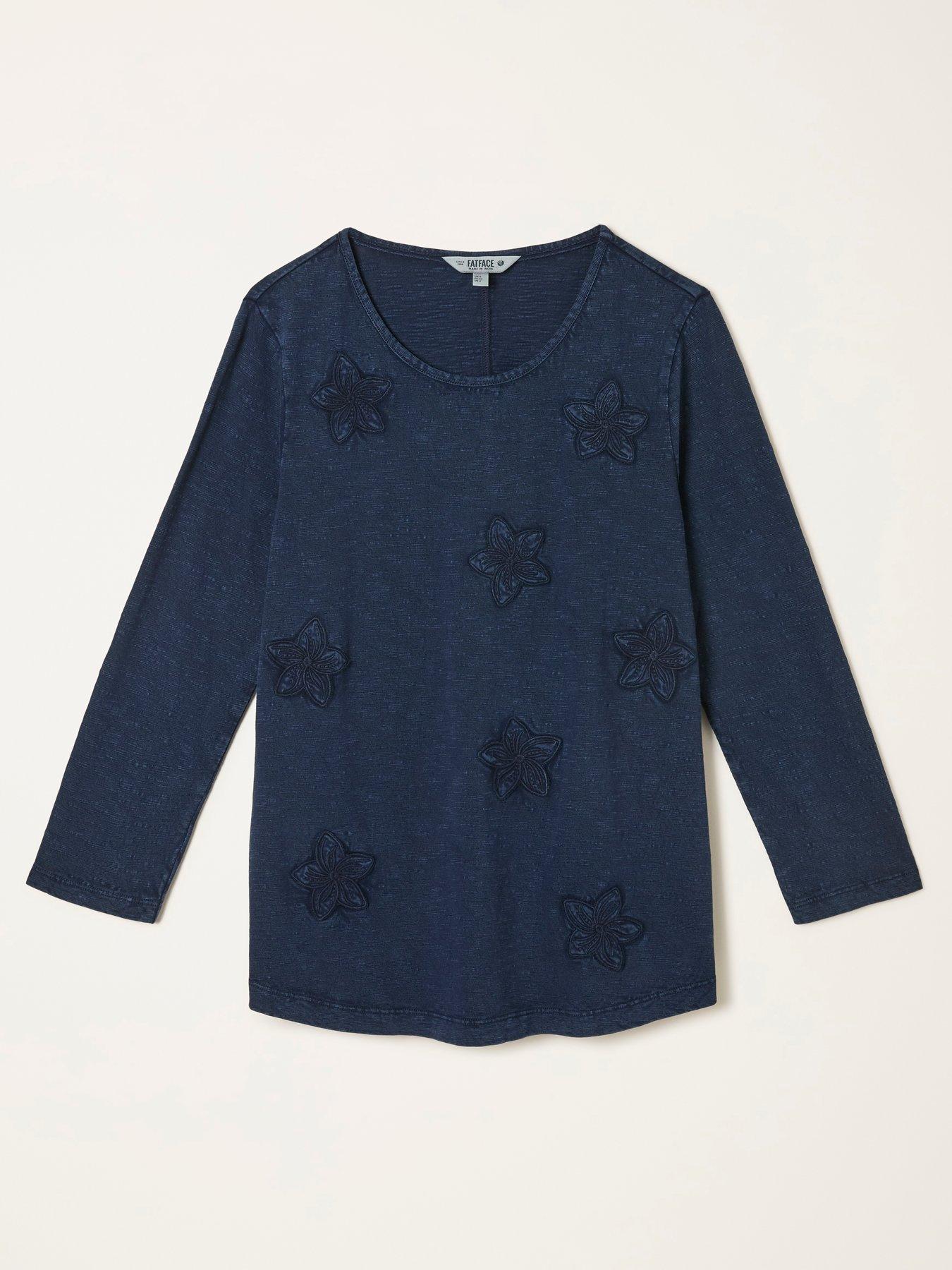 Image 7 of 7 of FatFace Natalie Flower Top - Denim Blue