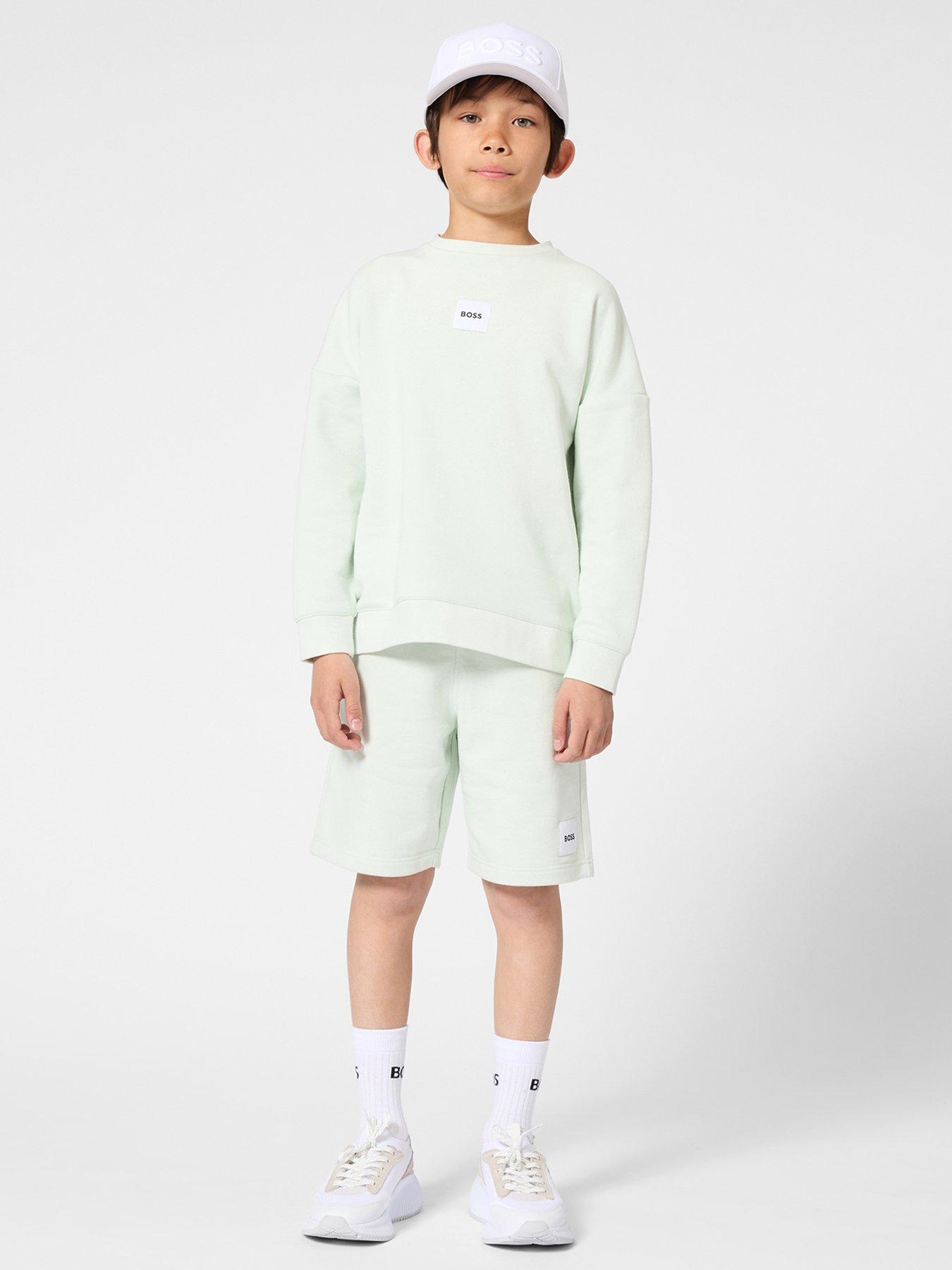 Image 1 of 4 of BOSS Boys Logo Sweat Top - Light Green