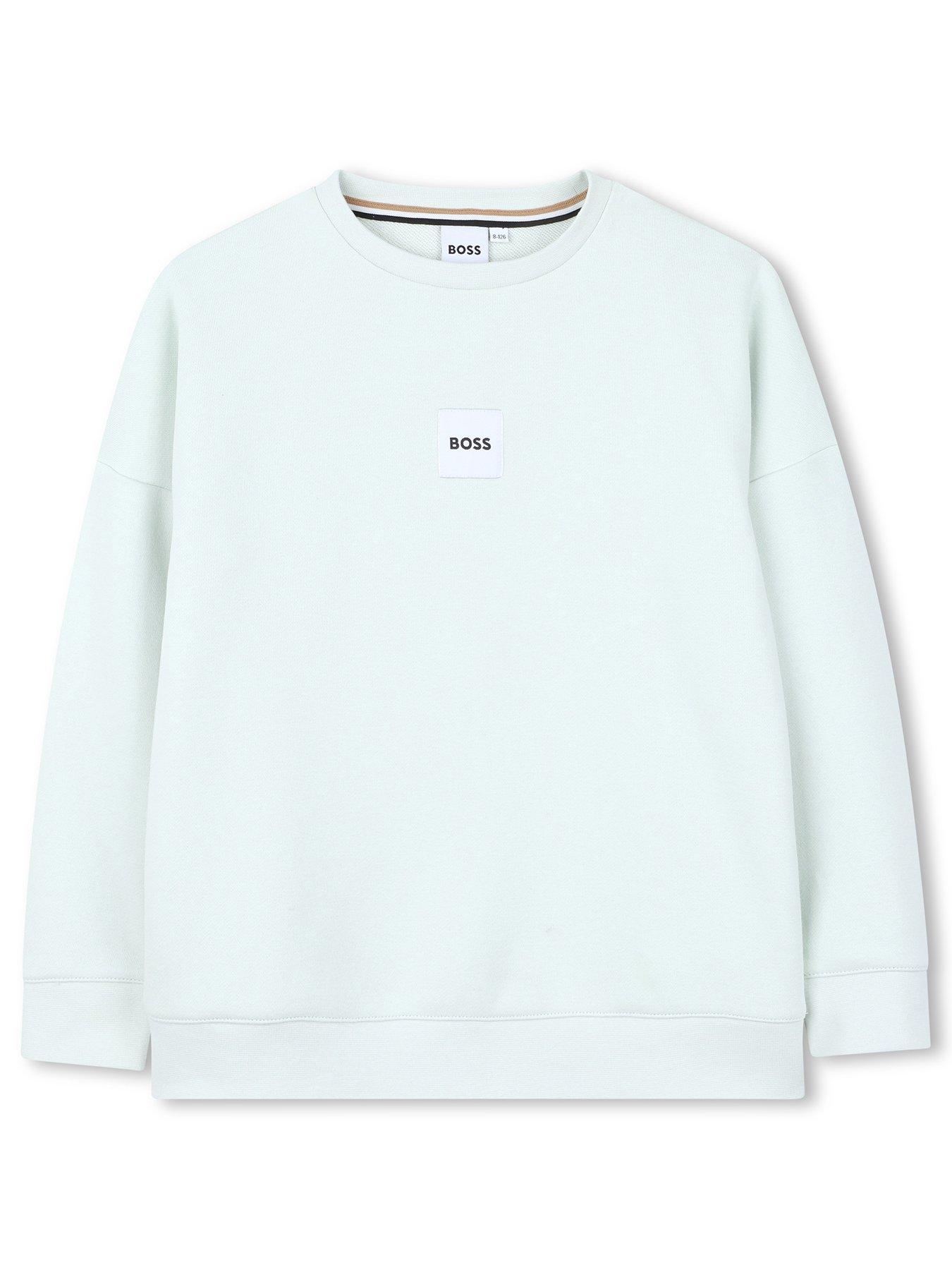 Image 2 of 4 of BOSS Boys Logo Sweat Top - Light Green