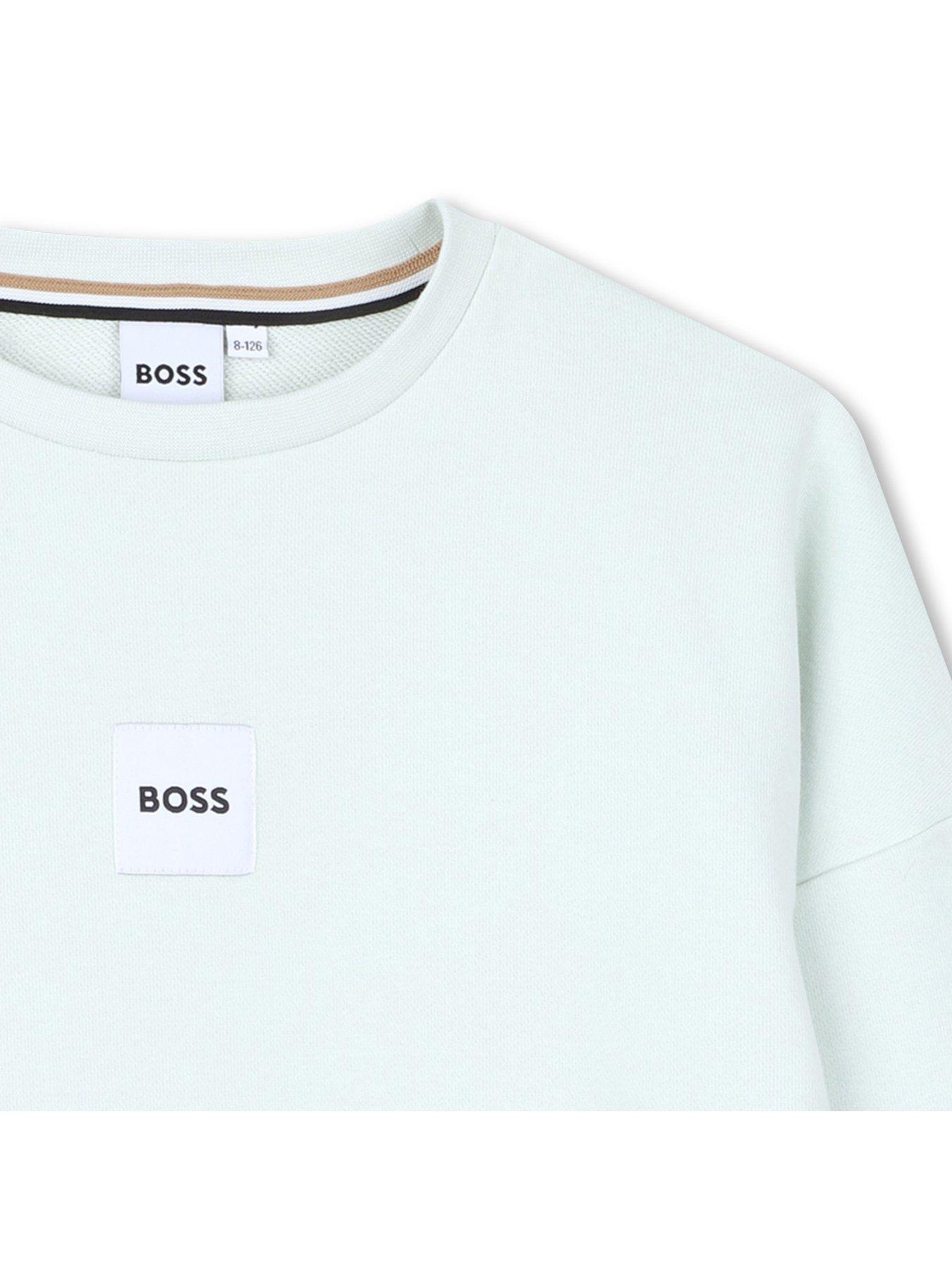 Image 4 of 4 of BOSS Boys Logo Sweat Top - Light Green