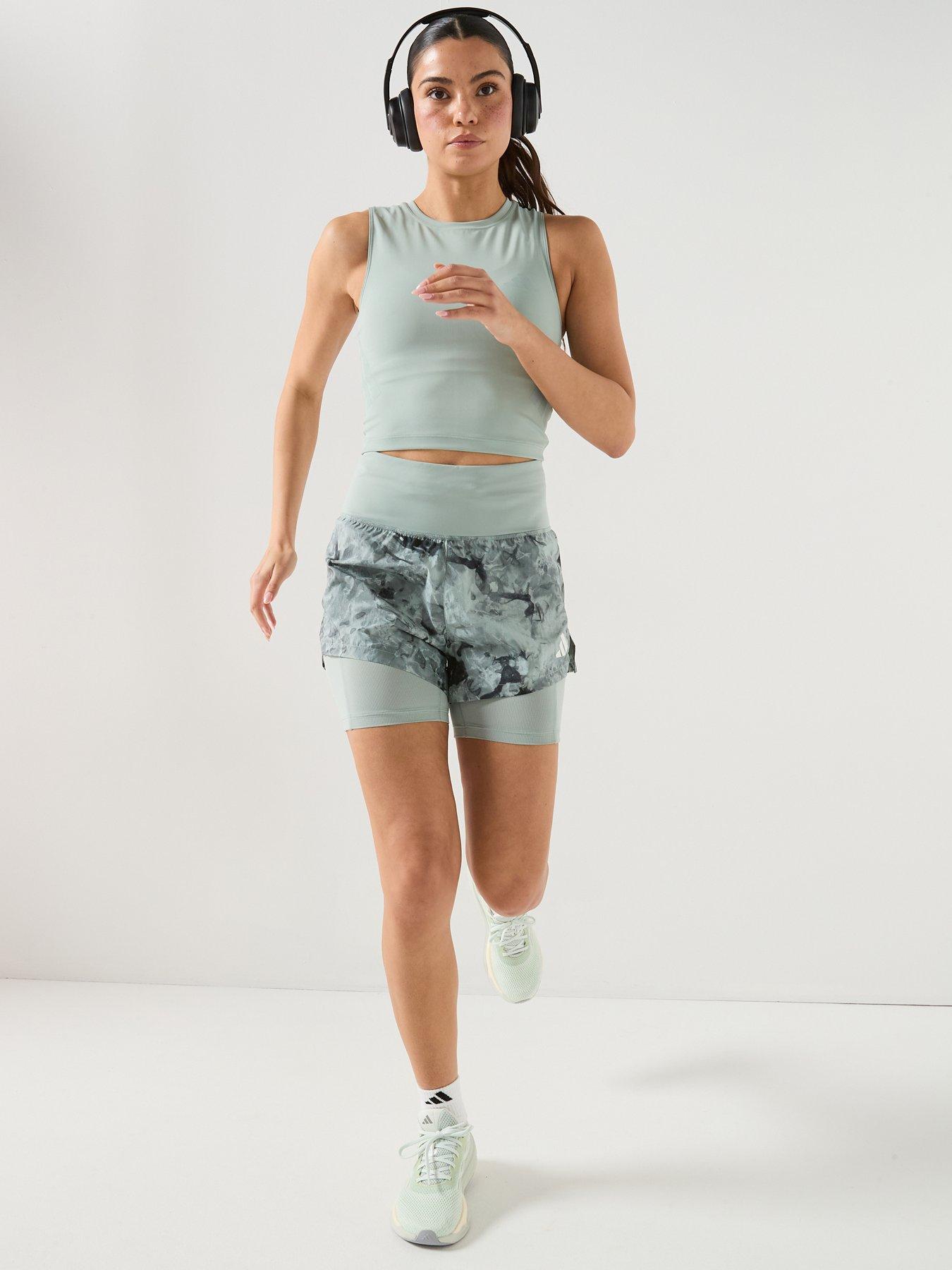 Image 3 of 7 of adidas Womens Running Melange Pack 2In1 Shorts - Green