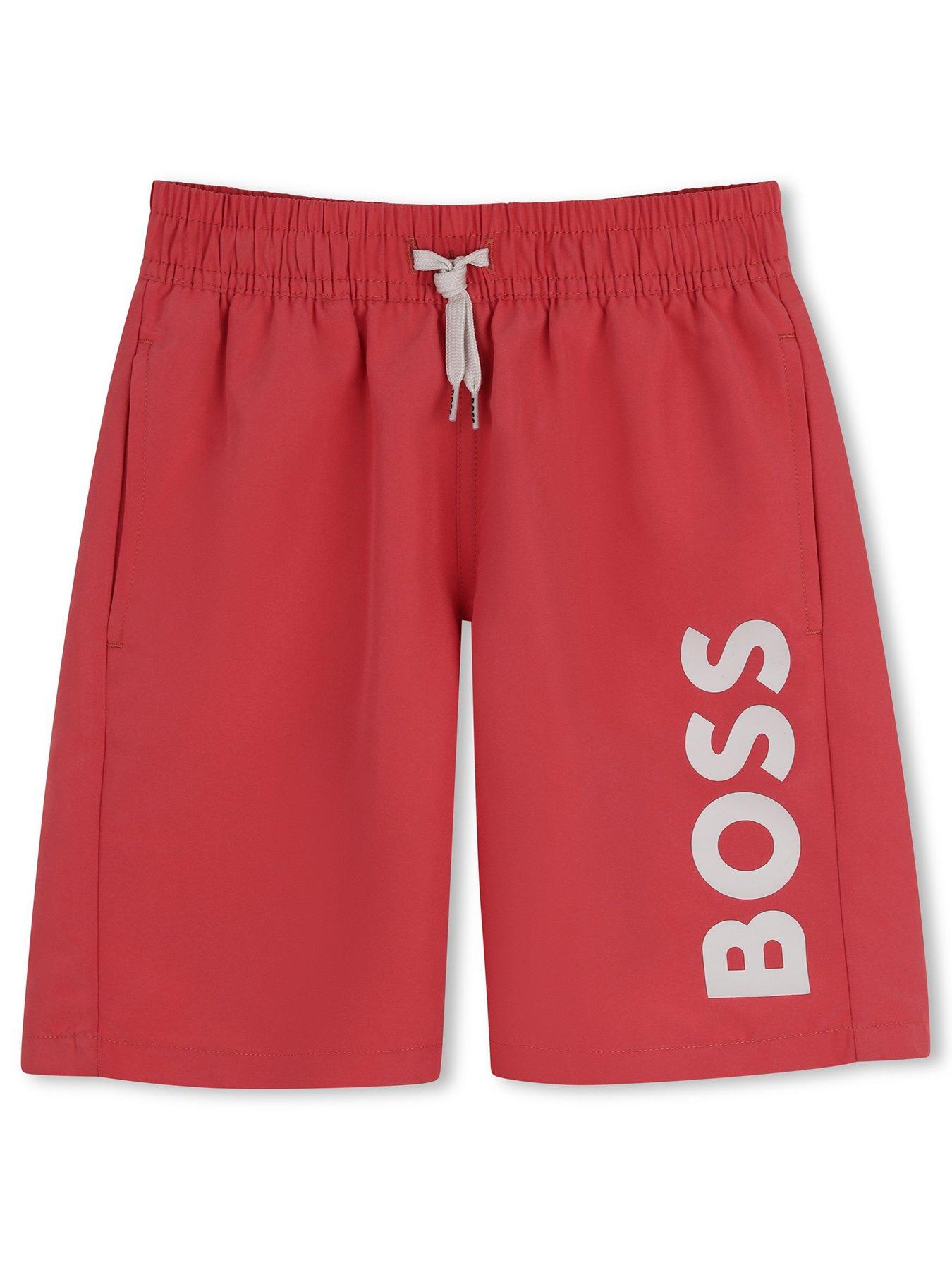 BOSS Boys Logo Swim Shorts - Red