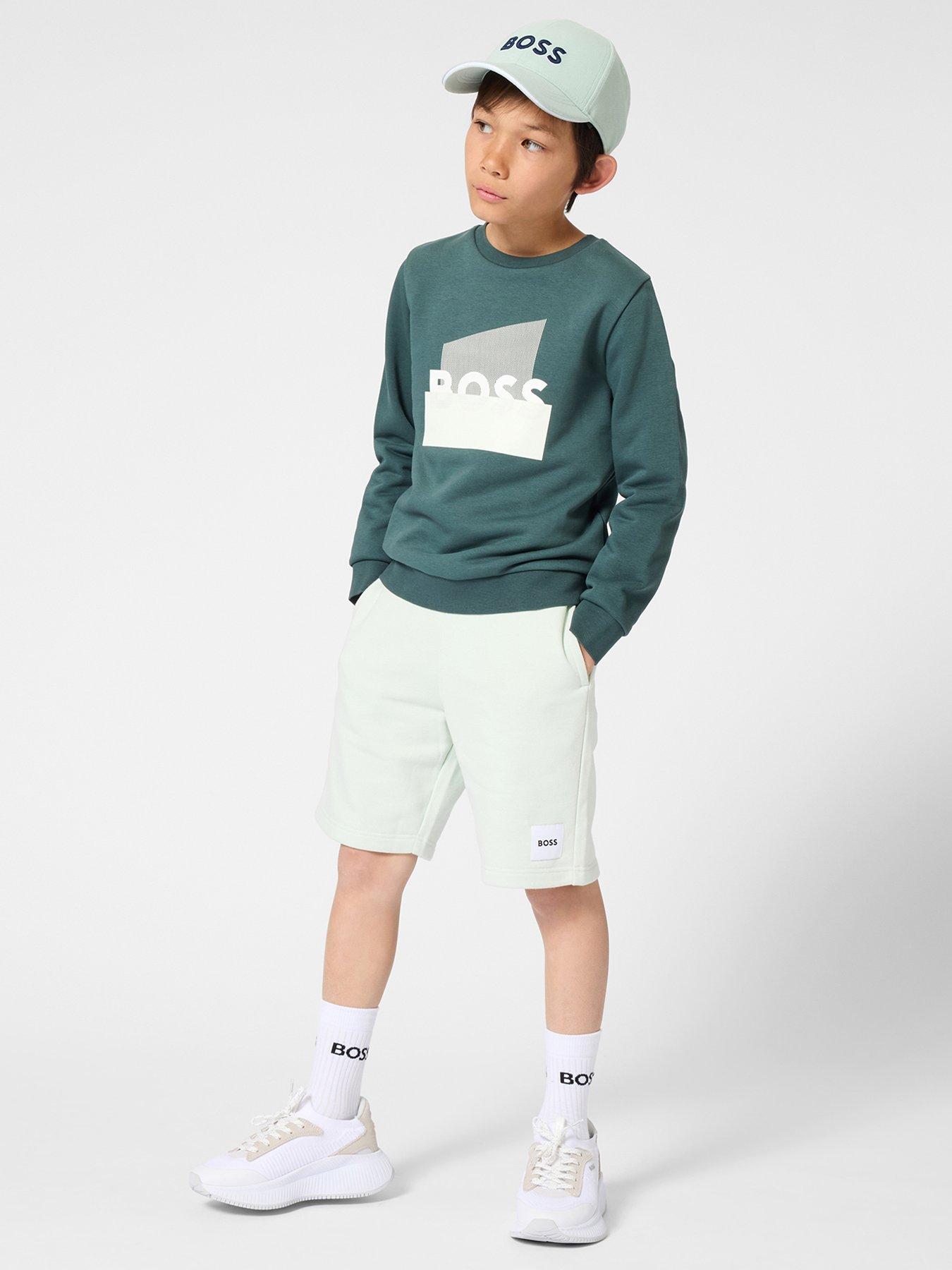 BOSS Boys Graphic Logo Sweat Top - Green