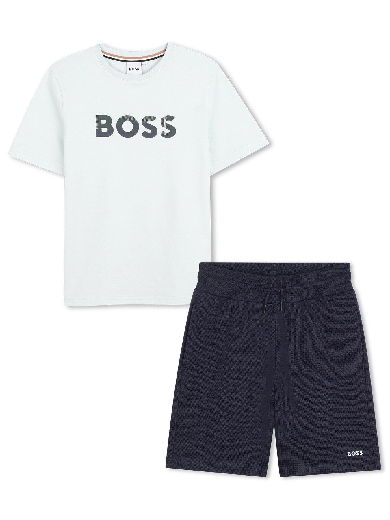 BOSS Boys Logo T-shirt And Short Set - Light Green