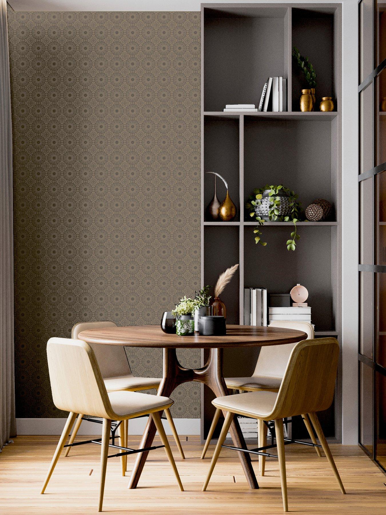  image of arthouse-symmetrical-chic-stone-and-gold-wallpaper