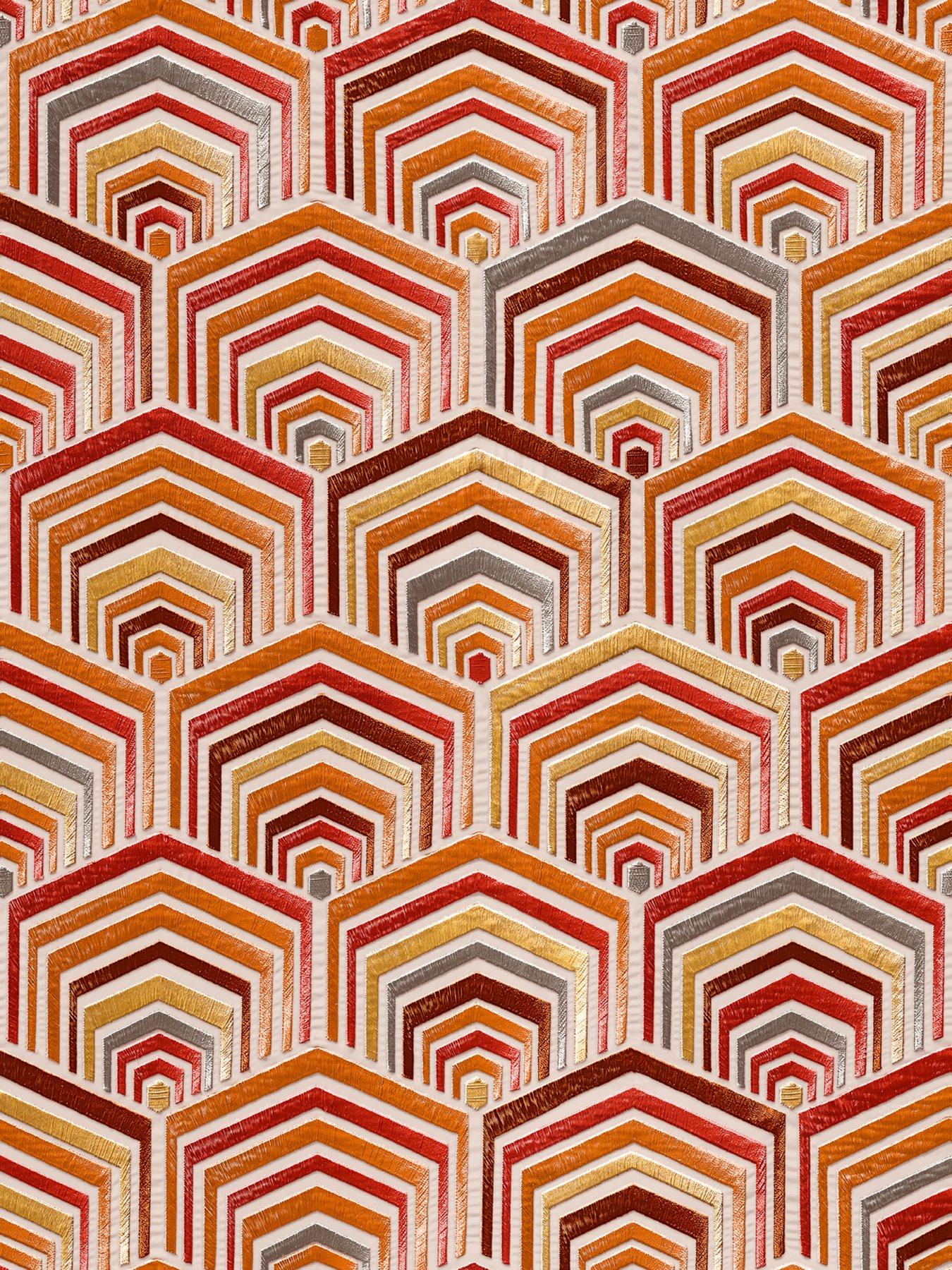 Image 4 of 4 of Design ID Did Embroidered Bedouin Silk Red Wallpaper