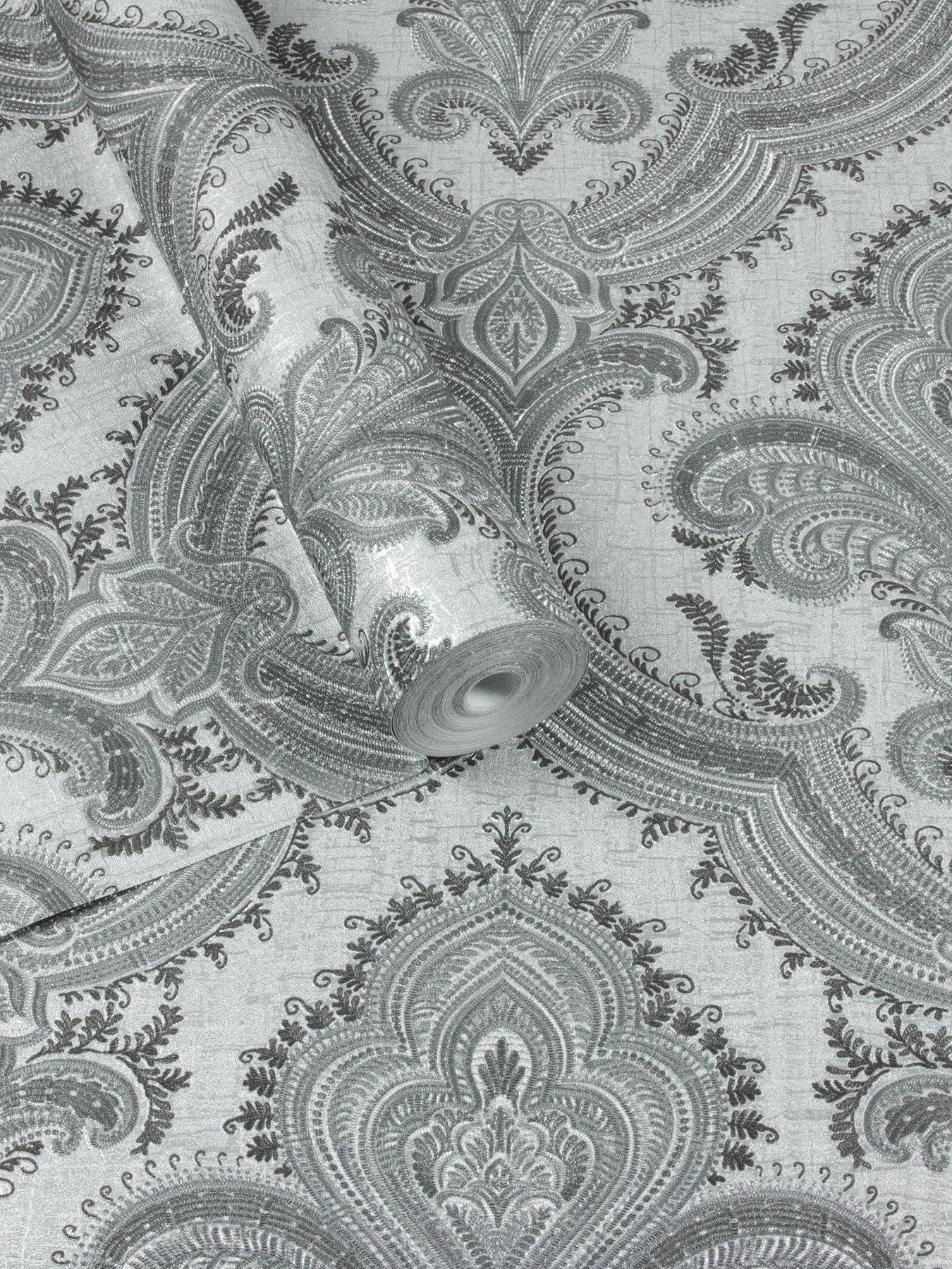  image of design-id-did-damask-grey-silver-wallpaper
