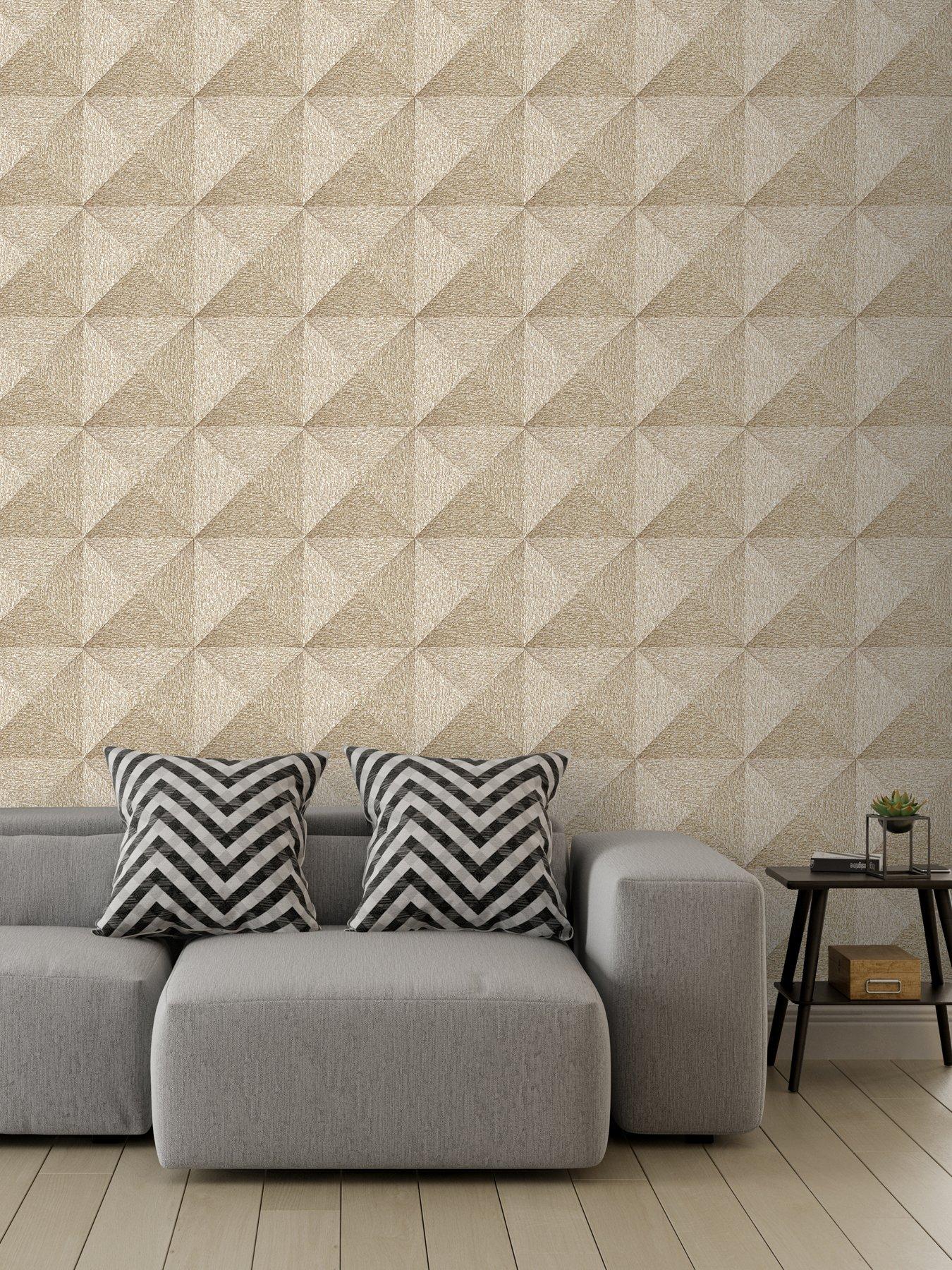 Image 1 of 5 of Design ID Did Weaved Cube Beige Wallpaper