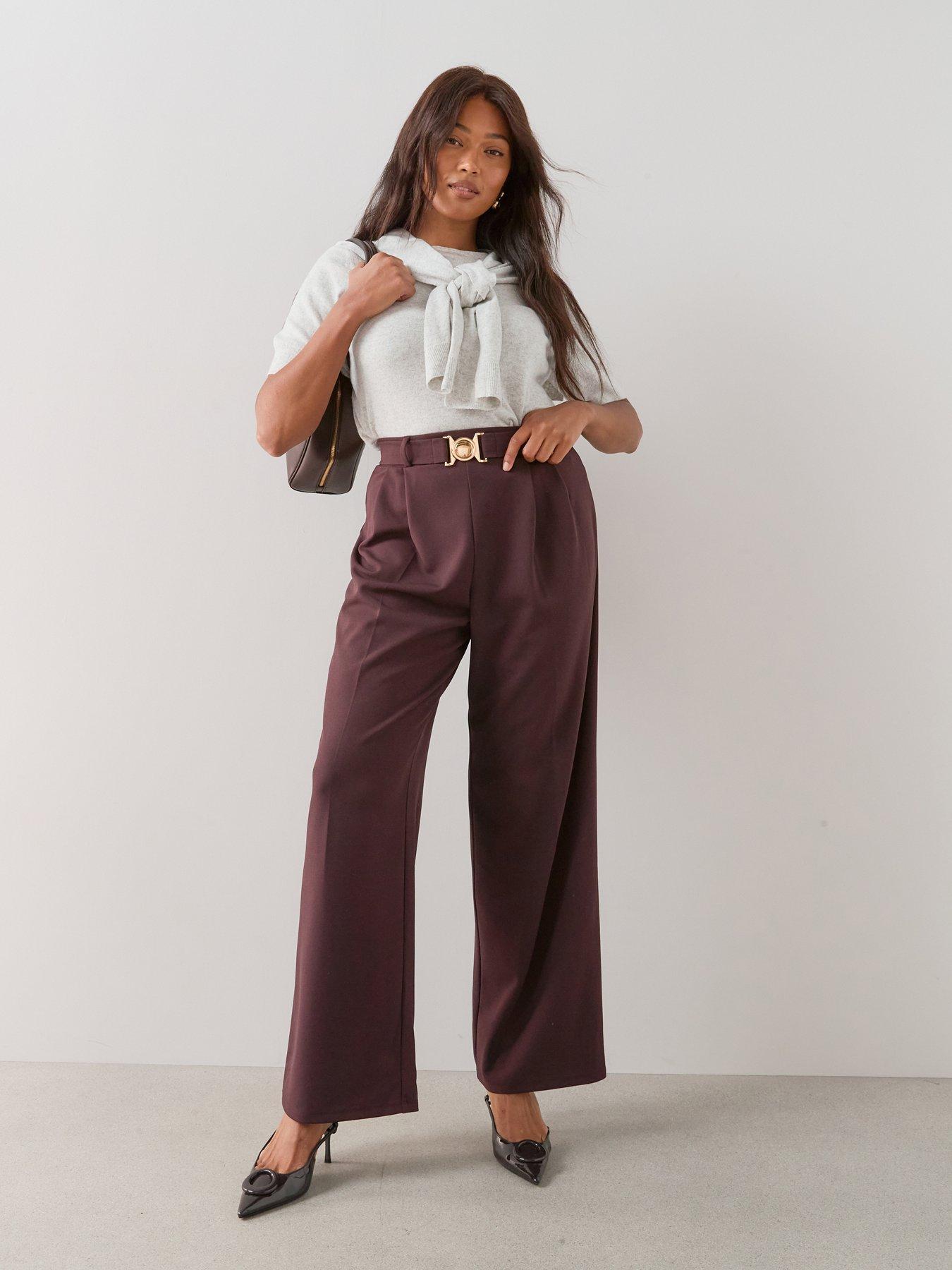 The Very Collection Curve Buckle Detail Trousers - Dark Brown