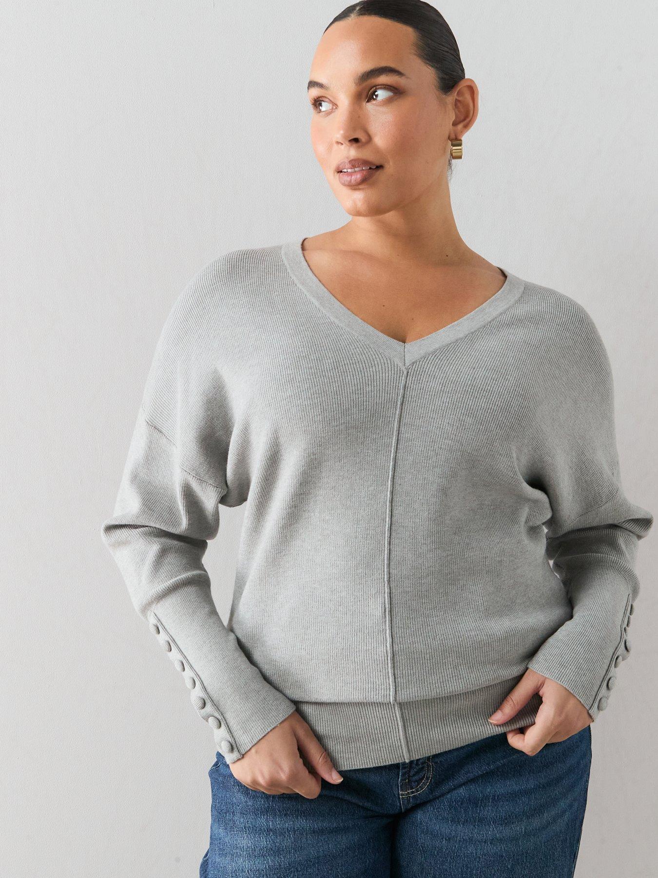 The Very Collection Classic Comfort Batwing V Neck Jumper - Grey