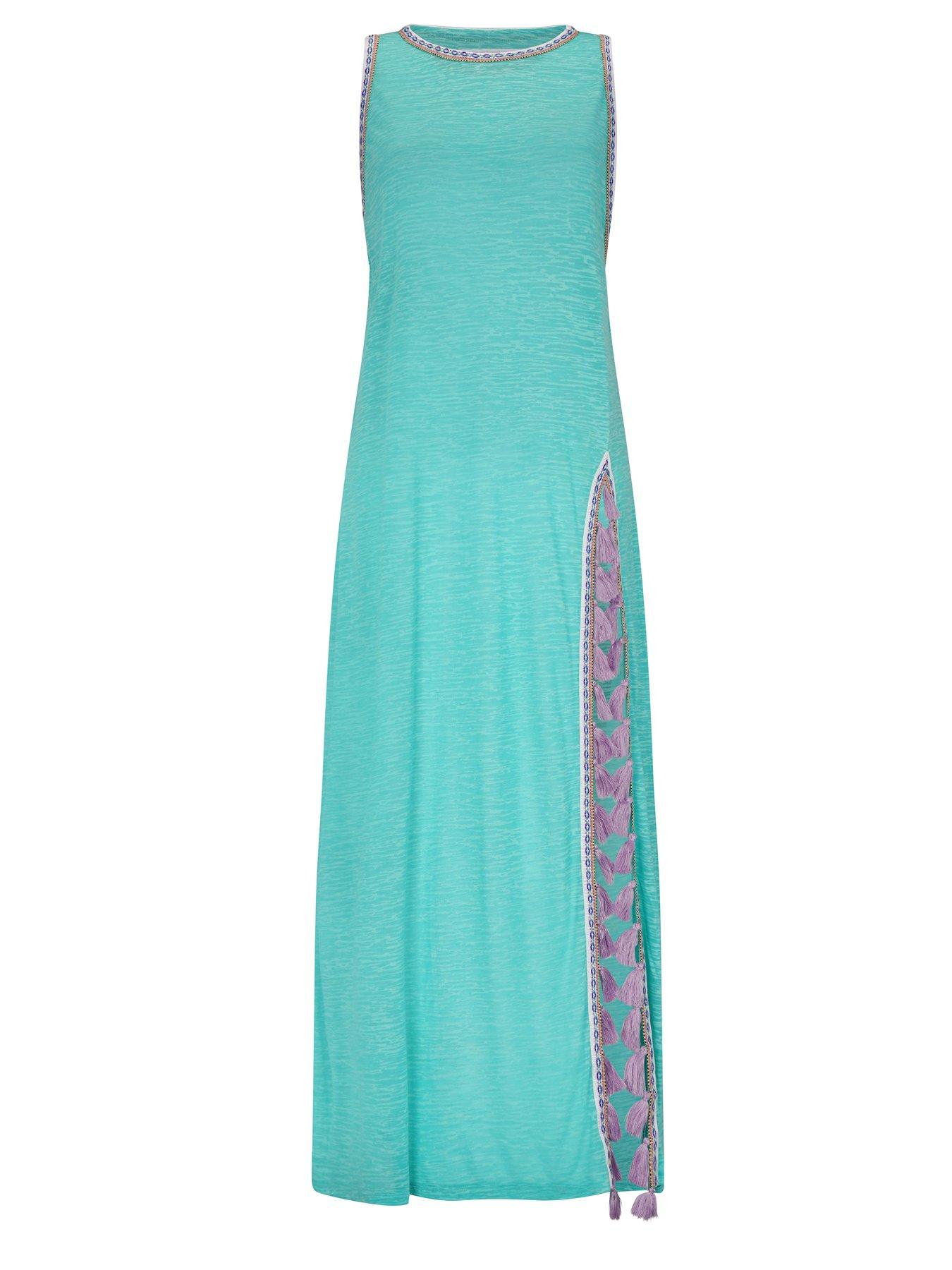  image of pitusa-tassel-slit-beach-dress--mint