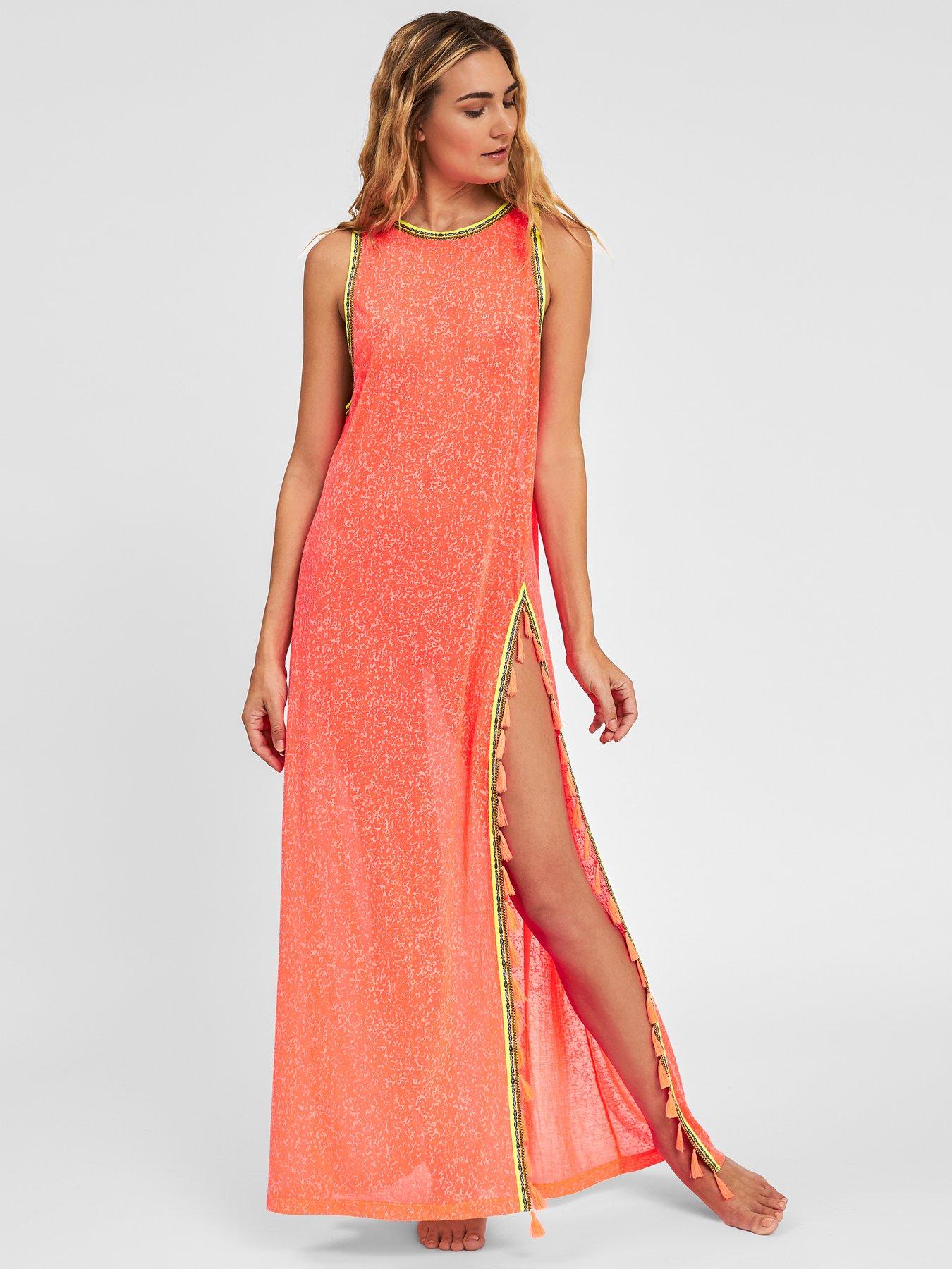PITUSA Tassel Slit Dress - Watermelon