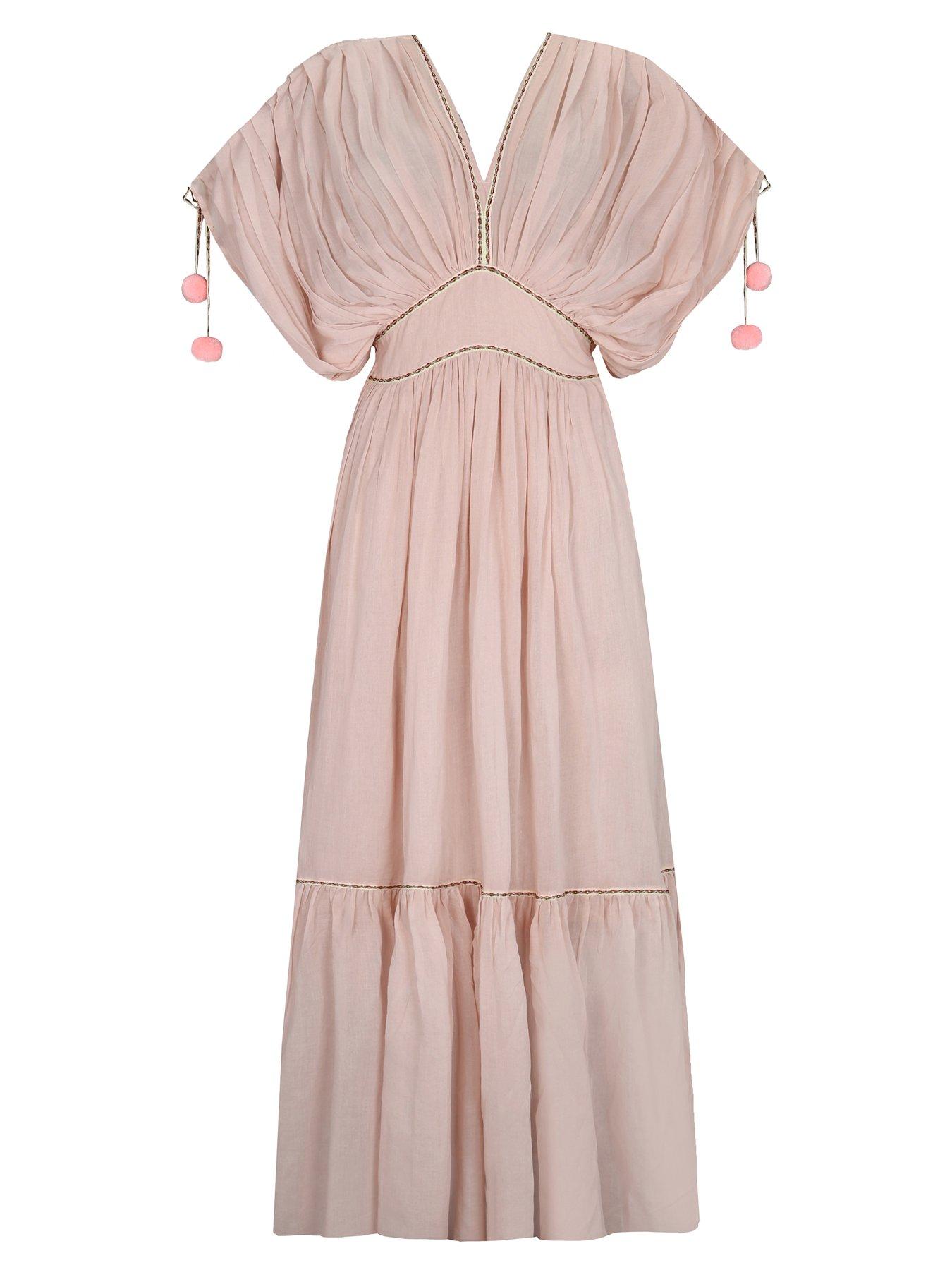 PITUSA Clara Pompom Beach Dress - Pale Pink