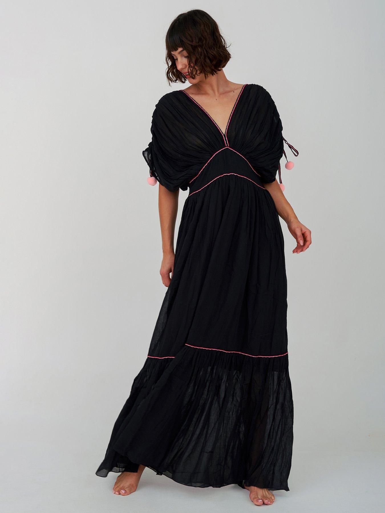 PITUSA Clara Pompom Beach Dress - Black