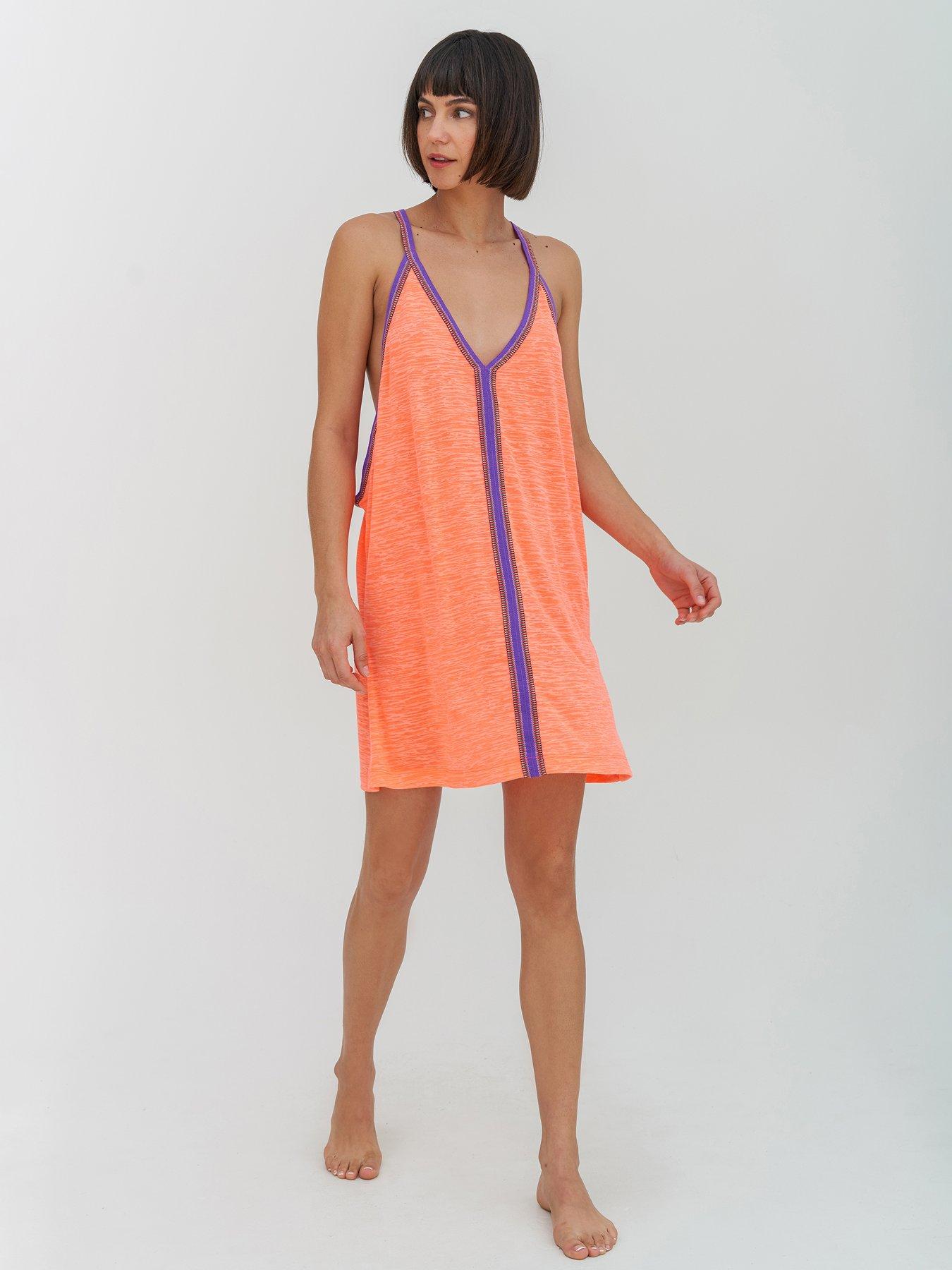 PITUSA Mini Beach Dress - Coral - Orange