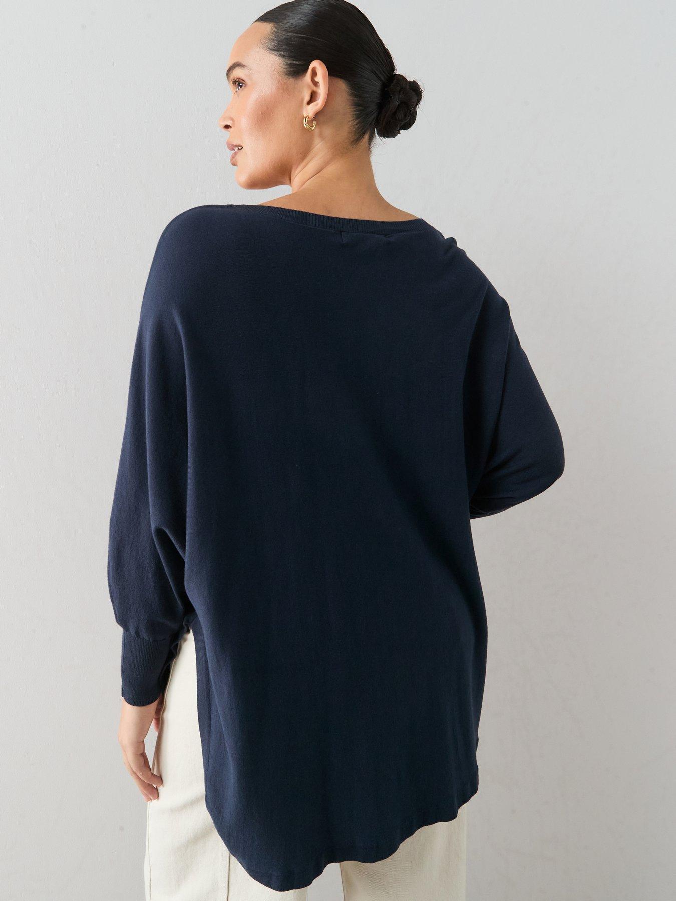 Image 2 of 6 of The Very Collection Classic Comfort Dipped Hem Longline Jumper - Navy