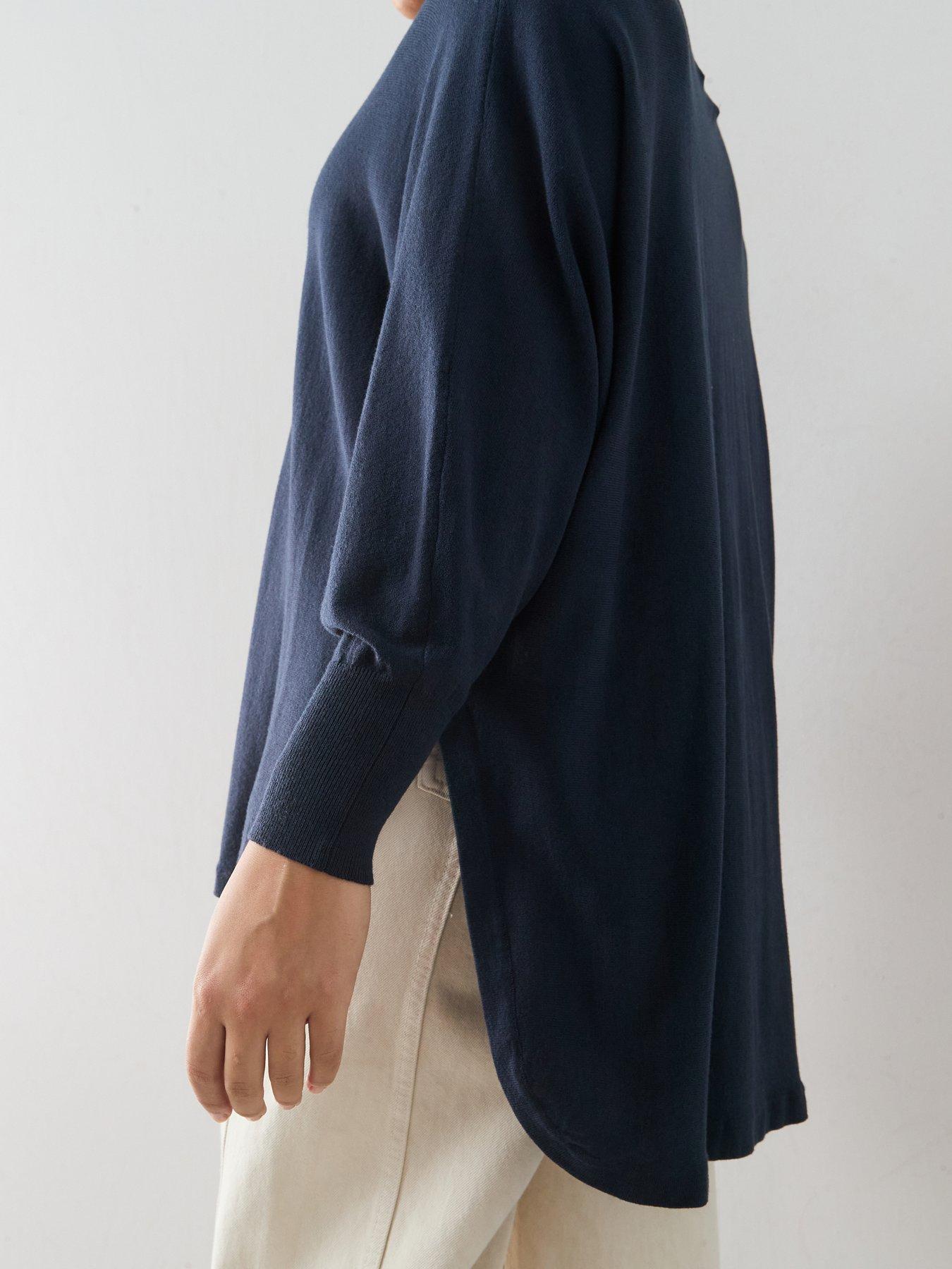 Image 4 of 6 of The Very Collection Classic Comfort Dipped Hem Longline Jumper - Navy