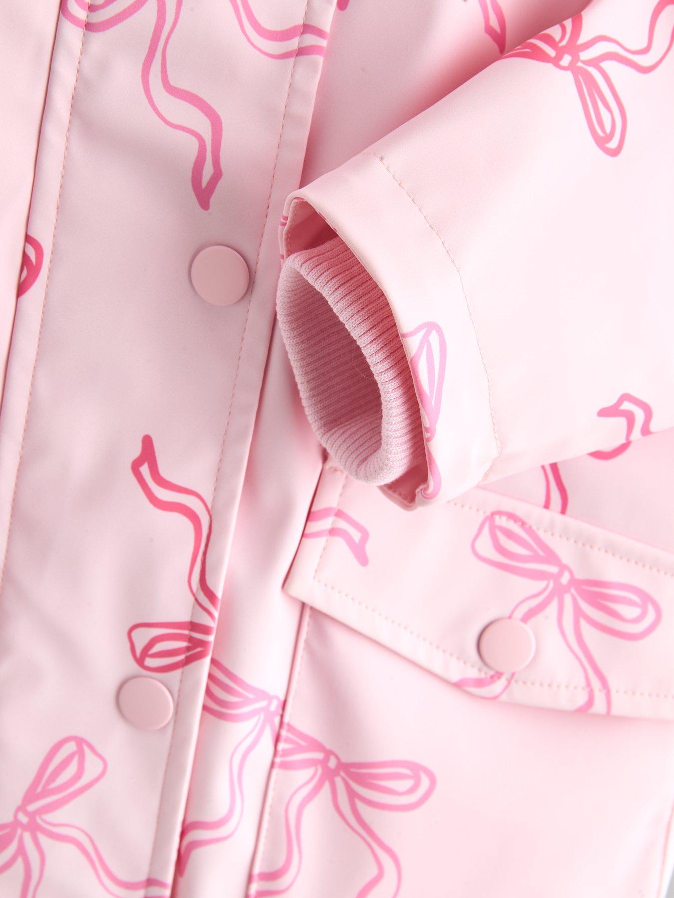 Image 5 of 6 of The Very Collection Girls Bow Printed Rainmac Coat (9 months - 7 years) - Light Pink