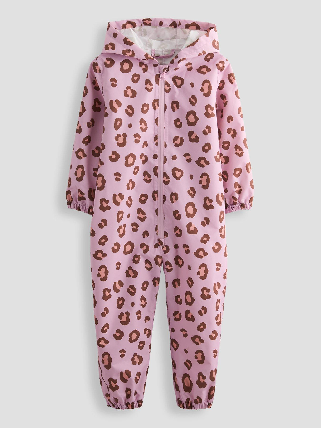 Image 1 of 5 of The Very Collection Girls Printed Basic Zip Through Puddle Suit - Pink