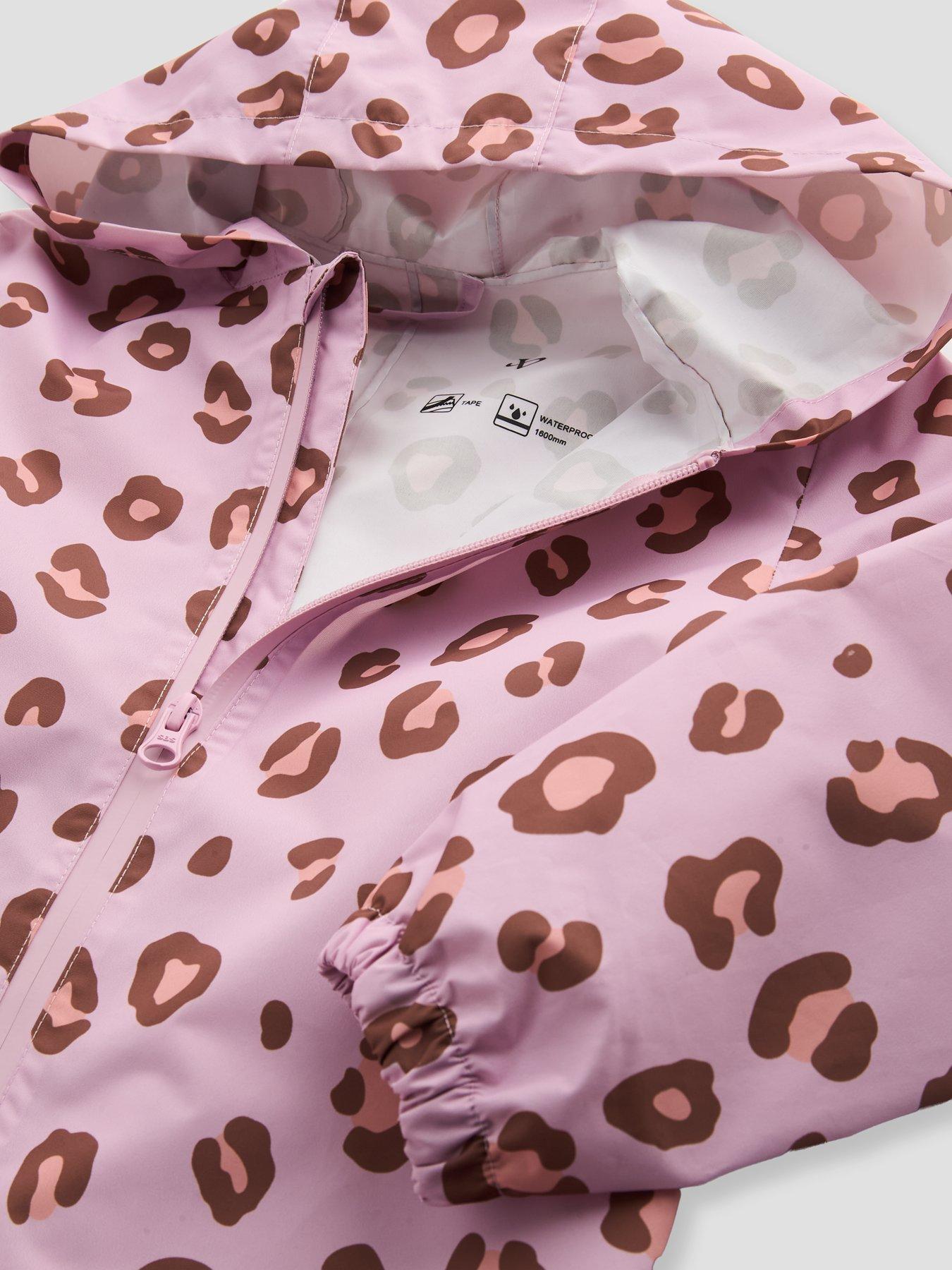 Image 5 of 5 of The Very Collection Girls Printed Basic Zip Through Puddle Suit - Pink