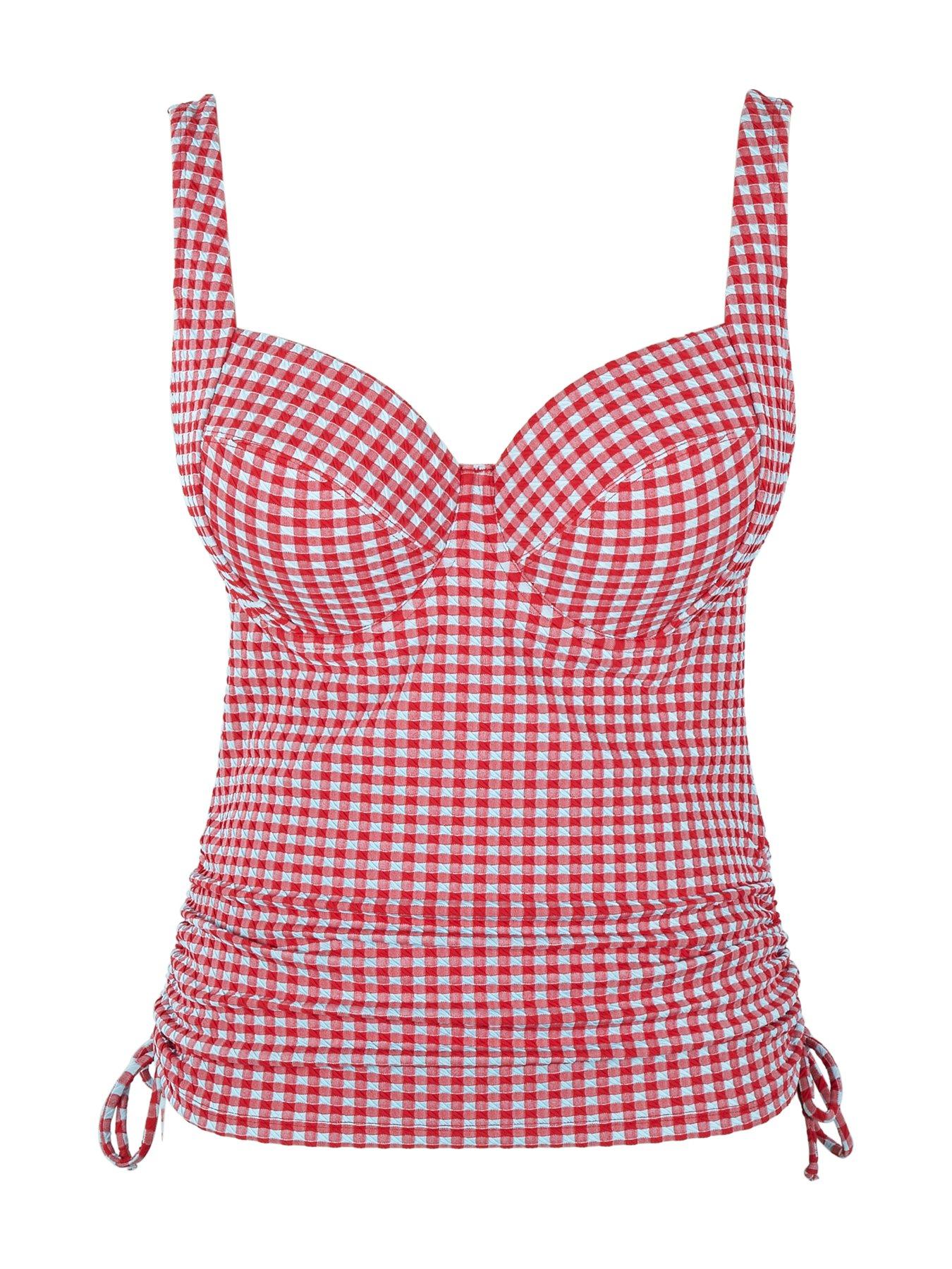Image 3 of 3 of Panache Panache Red Gingham Iris Balcony Tankini