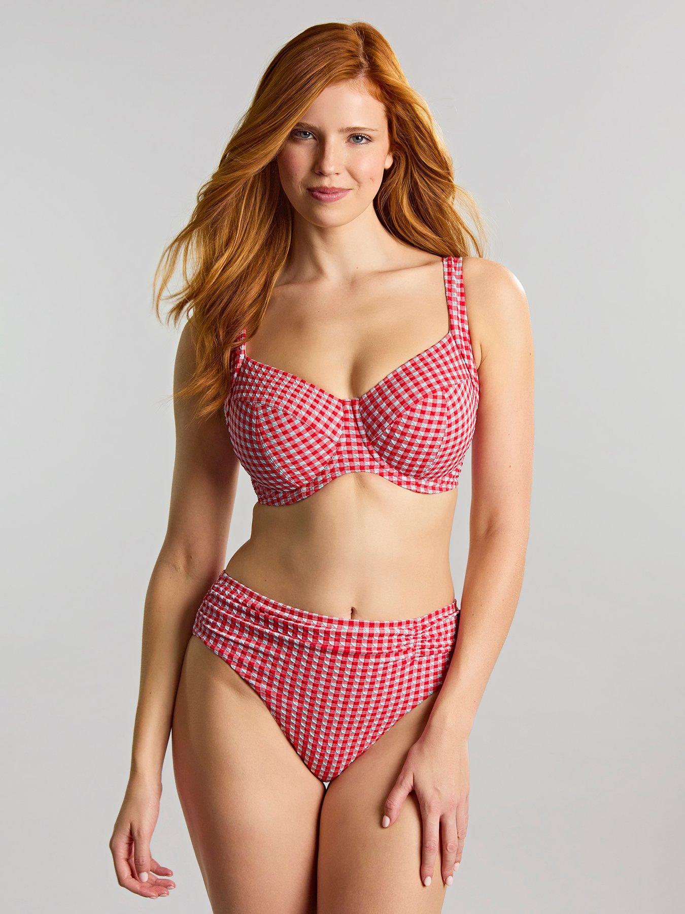 front image of panache-panache-red-gingham-midi-bikini-brief
