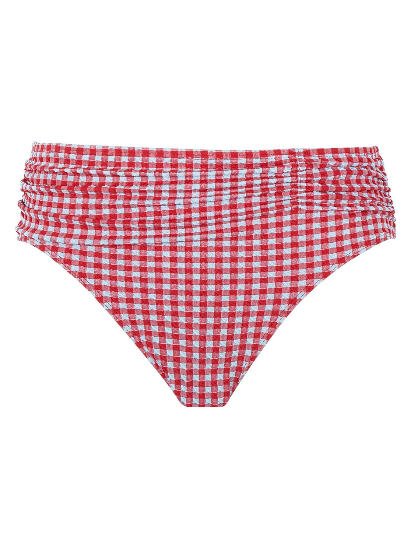 Image 3 of 3 of Panache Red Gingham Midi Bikini Brief