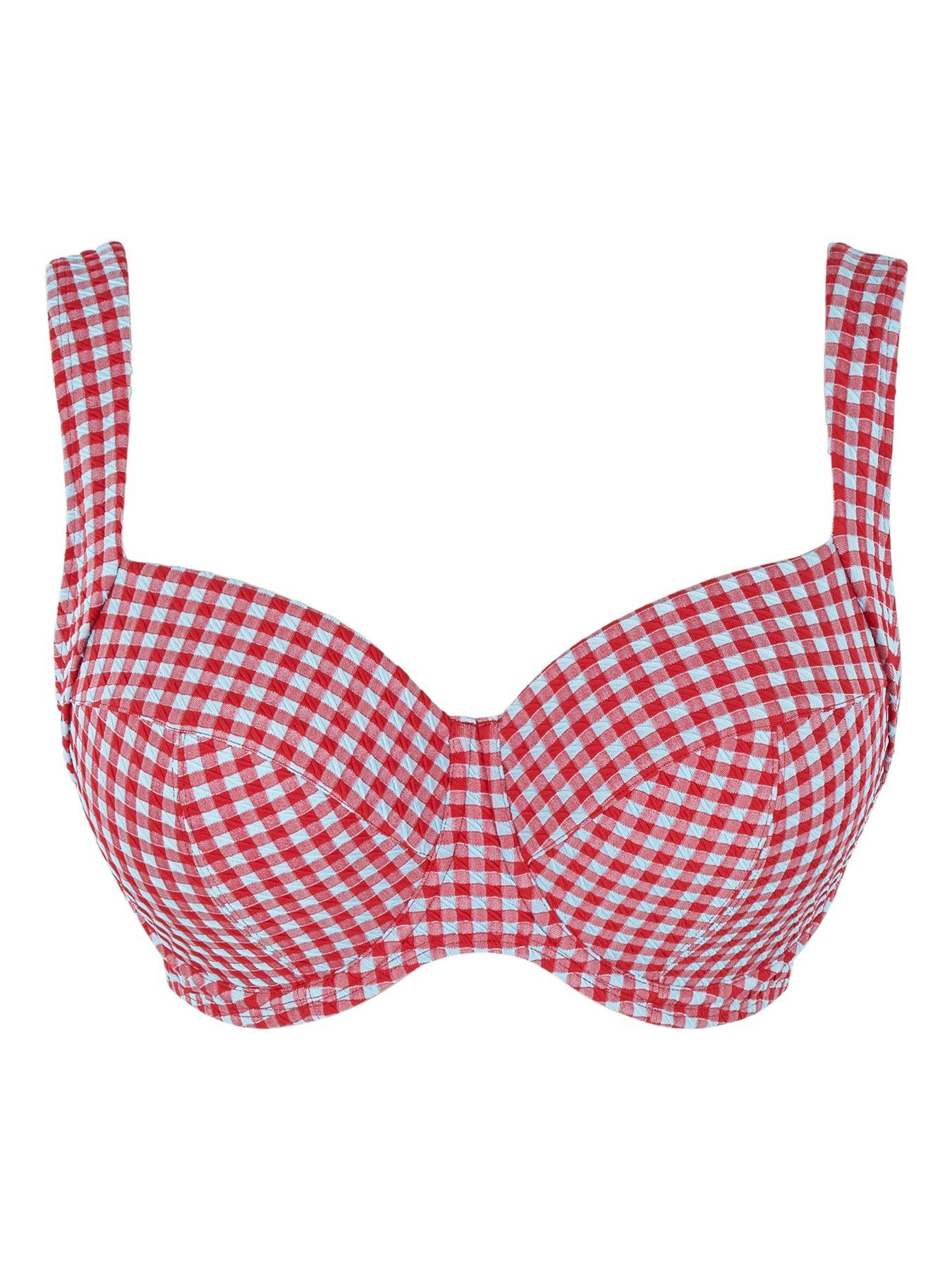  image of panache-panache-red-gingham-olivia-full-cup-bikini-top