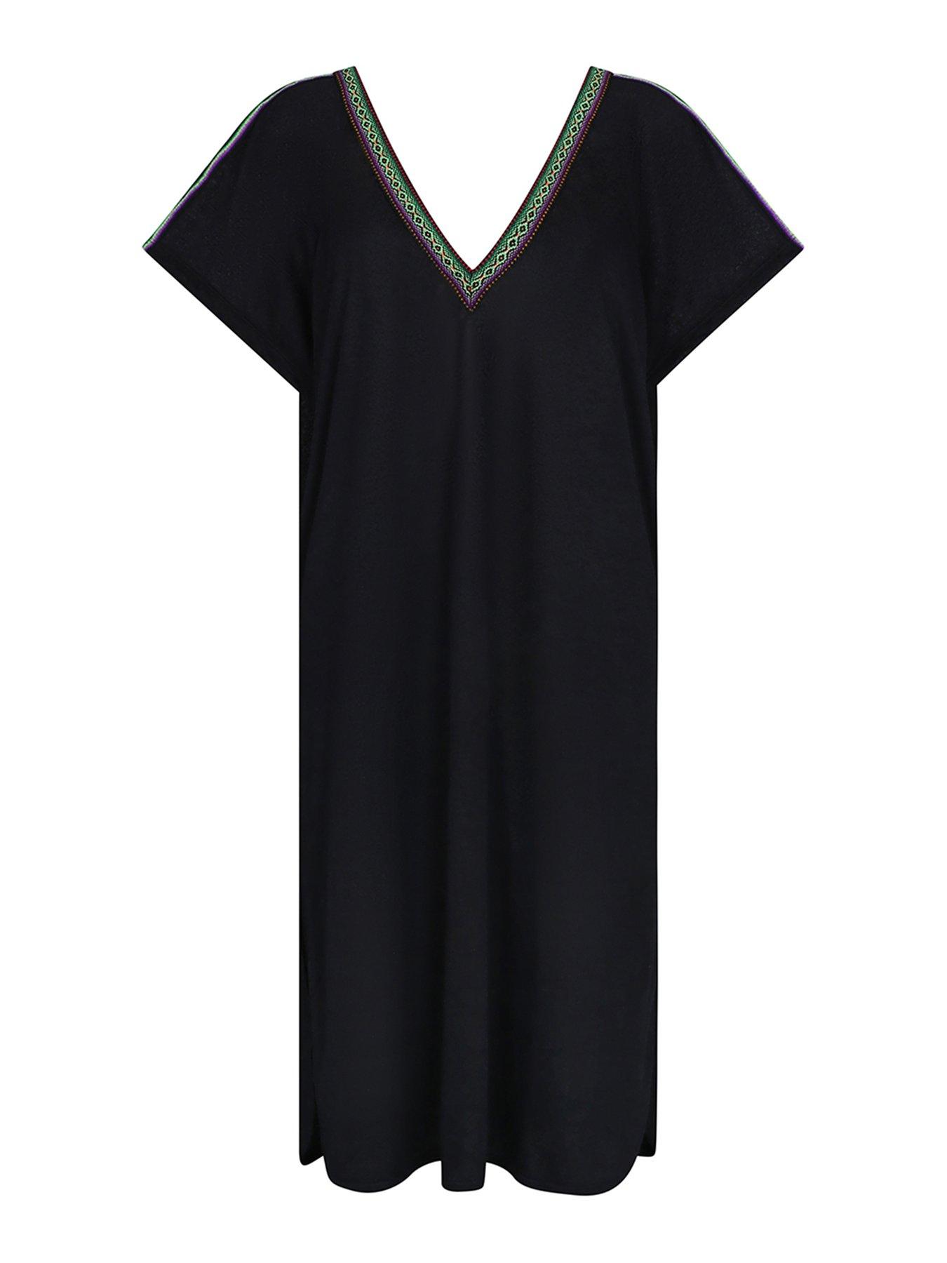  image of pitusa-v-back-midi-beach-dress-black