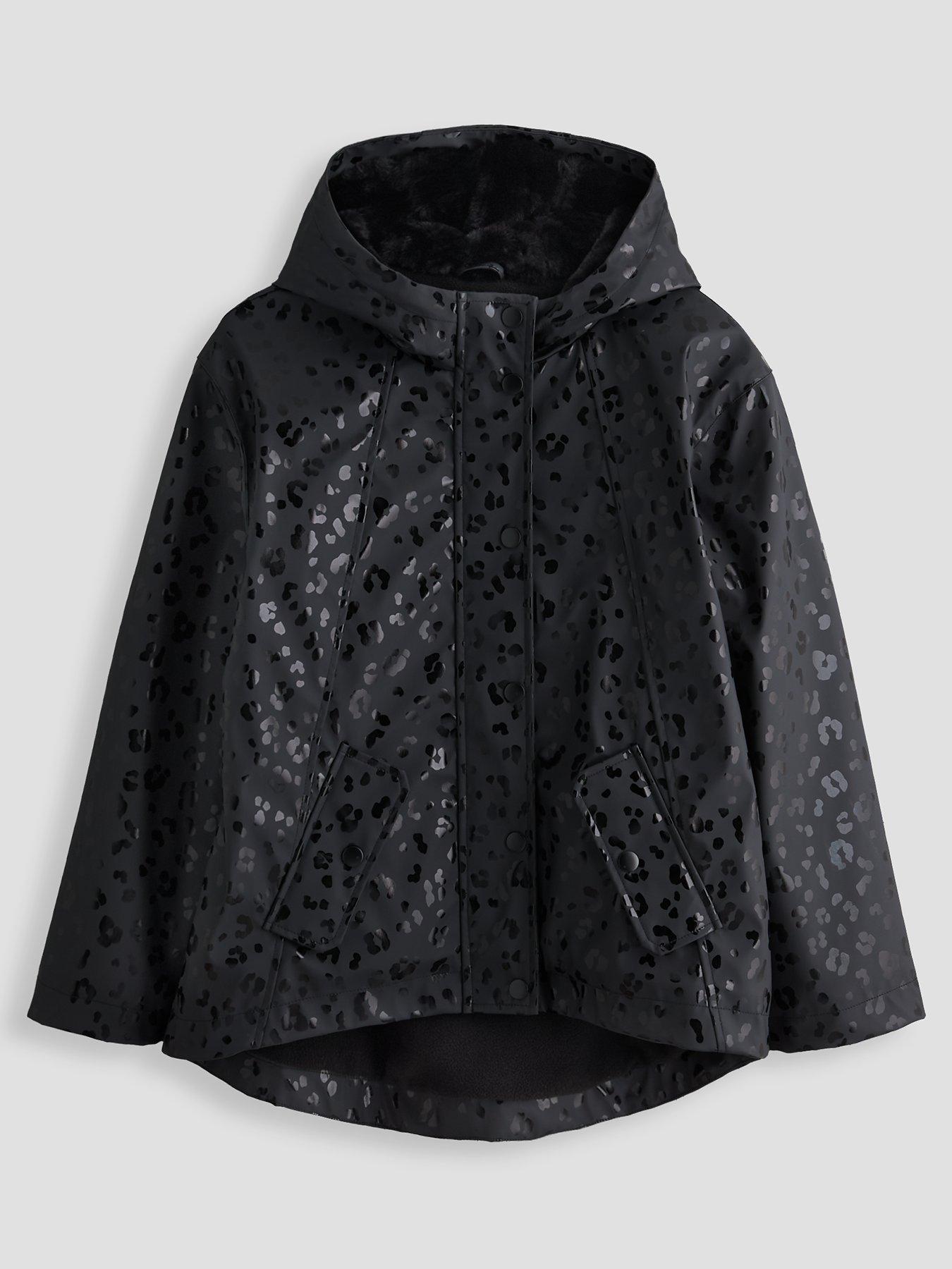 Image 1 of 5 of The Very Collection Girls Shiny Leopard Rainmac (3 - 16 years) - Black