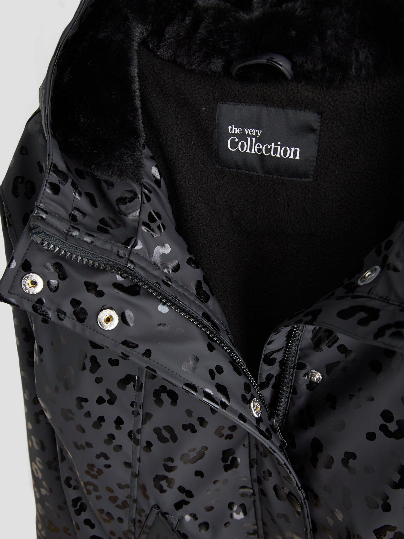 Image 3 of 5 of The Very Collection Girls Shiny Leopard Rainmac (3 - 16 years) - Black