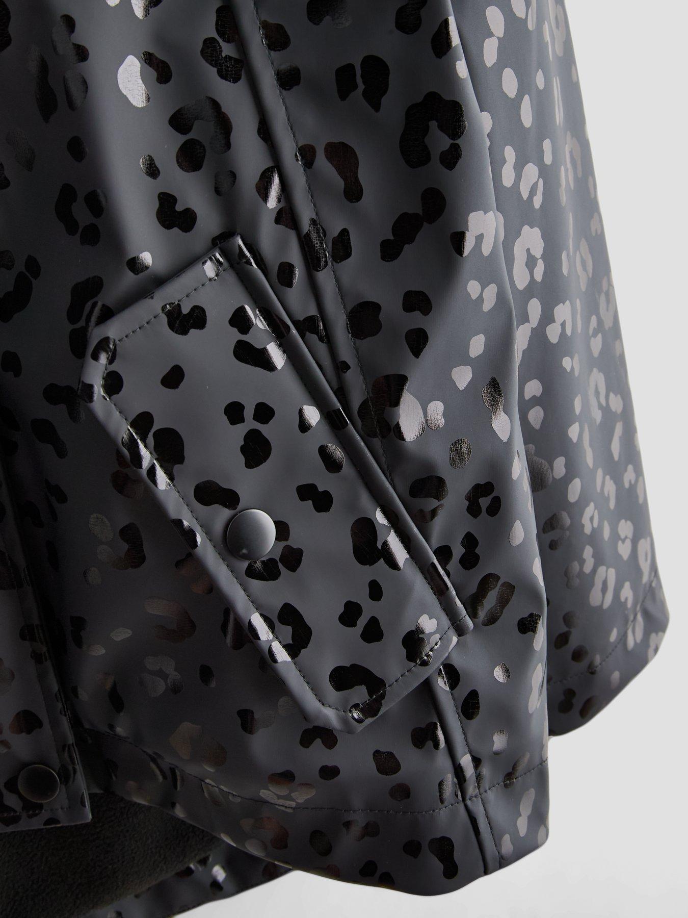 Image 4 of 5 of The Very Collection Girls Shiny Leopard Rainmac (3 - 16 years) - Black