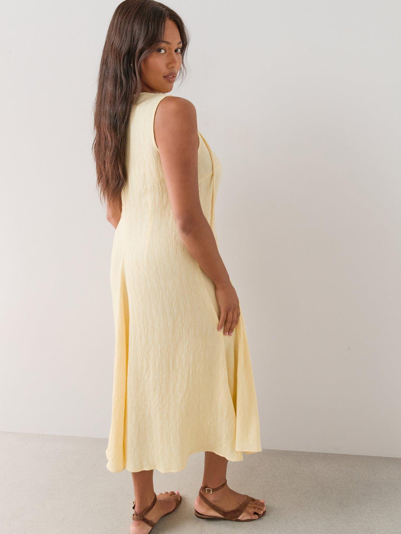 Image 2 of 6 of The Very Collection Curve Textured Sleeveless Midi Dress - Yellow