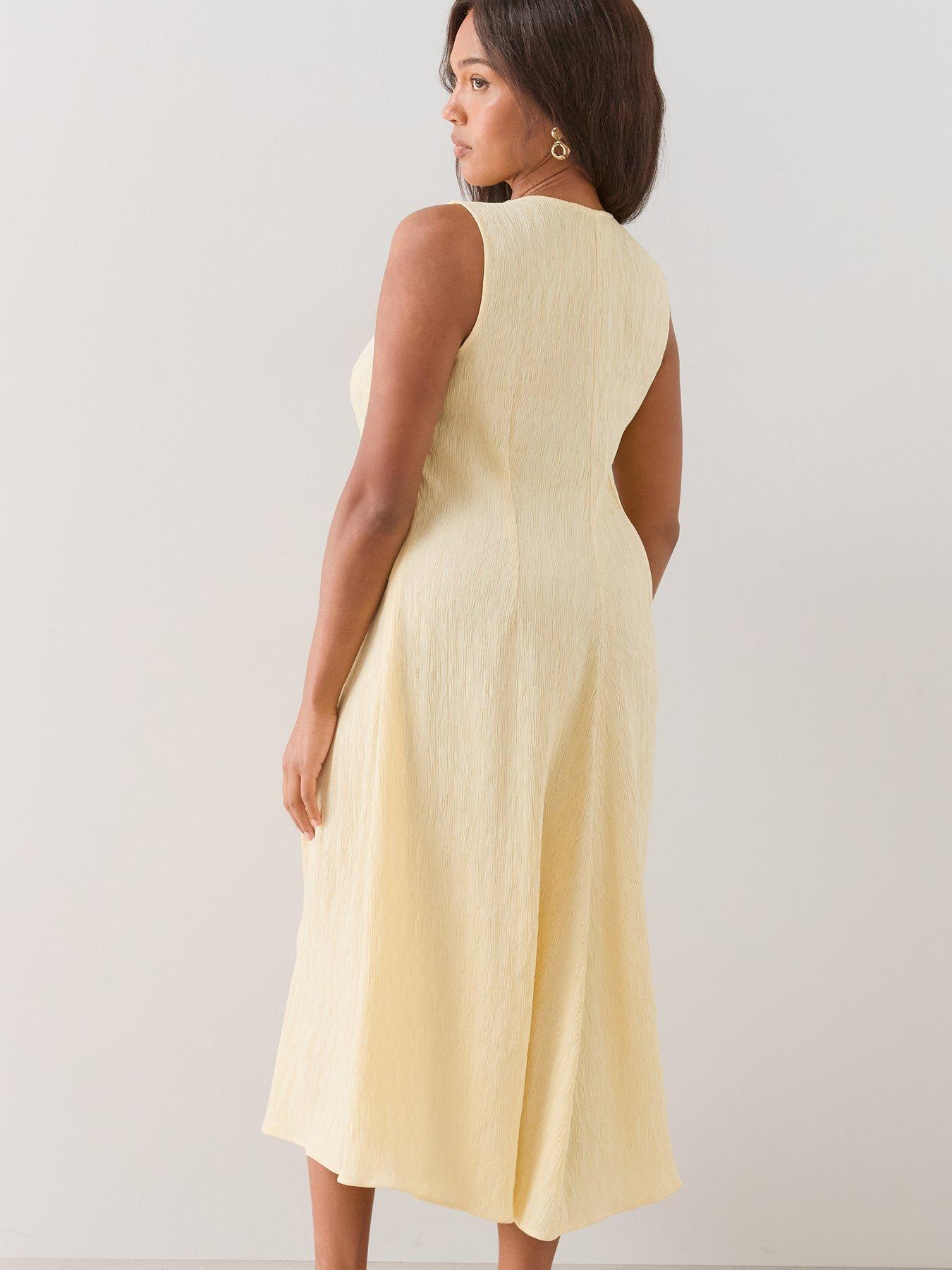 Image 6 of 6 of The Very Collection Curve Textured Sleeveless Midi Dress - Yellow