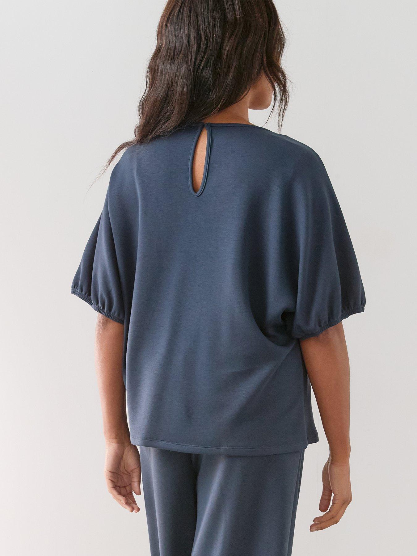 Image 2 of 6 of The Very Collection Curve Batwing Co-Ord Top - Navy