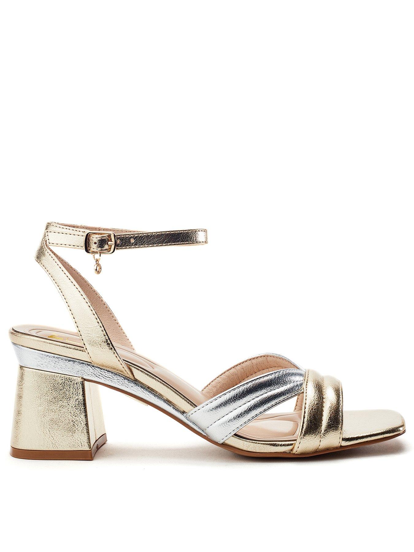 Image 1 of 4 of Moda In Pelle Madelia Gold Porvair Block Heel Strappy Sandal