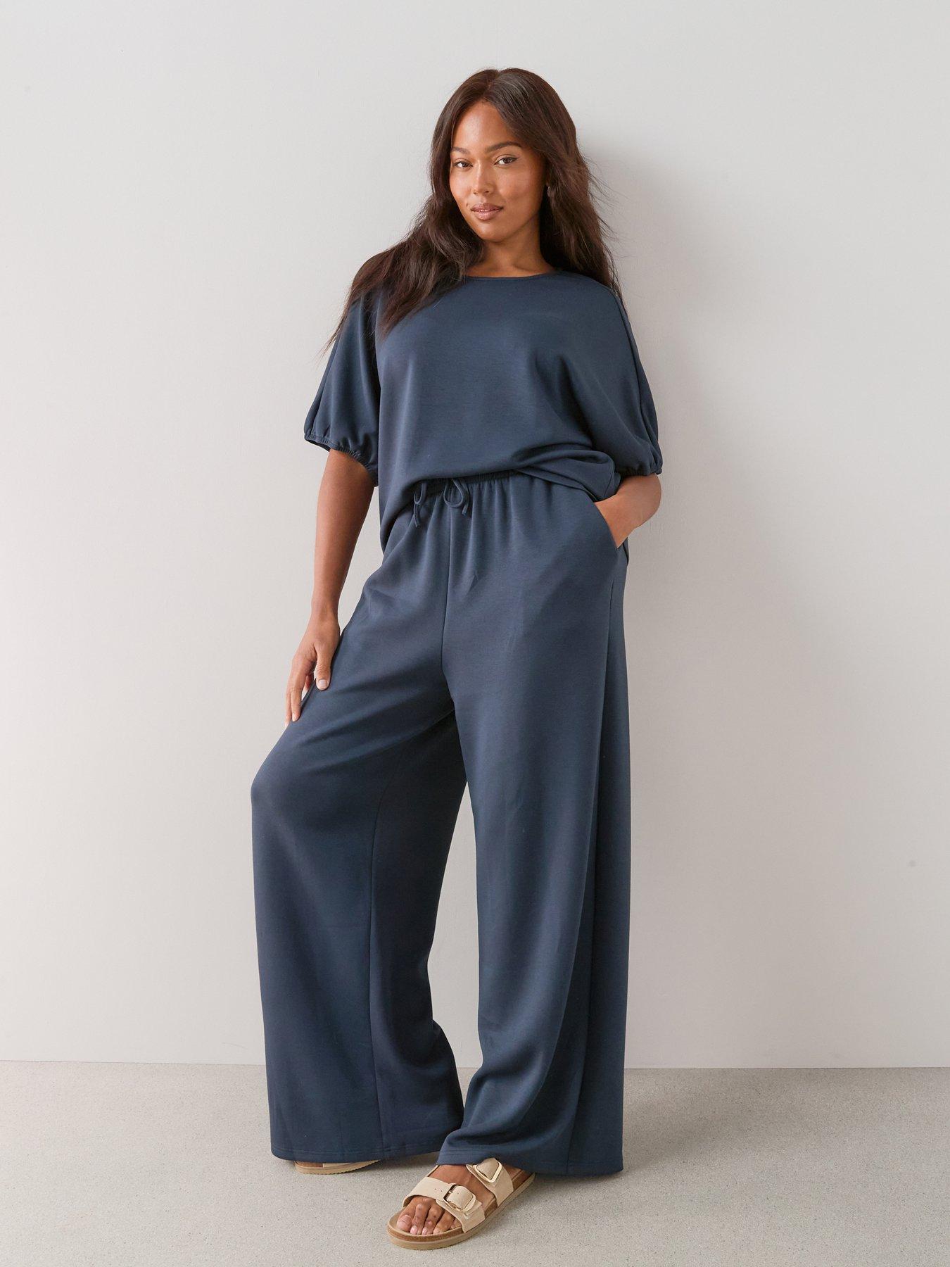 The Very Collection Curve Elasticated Waist Co-Ord Trousers - Navy