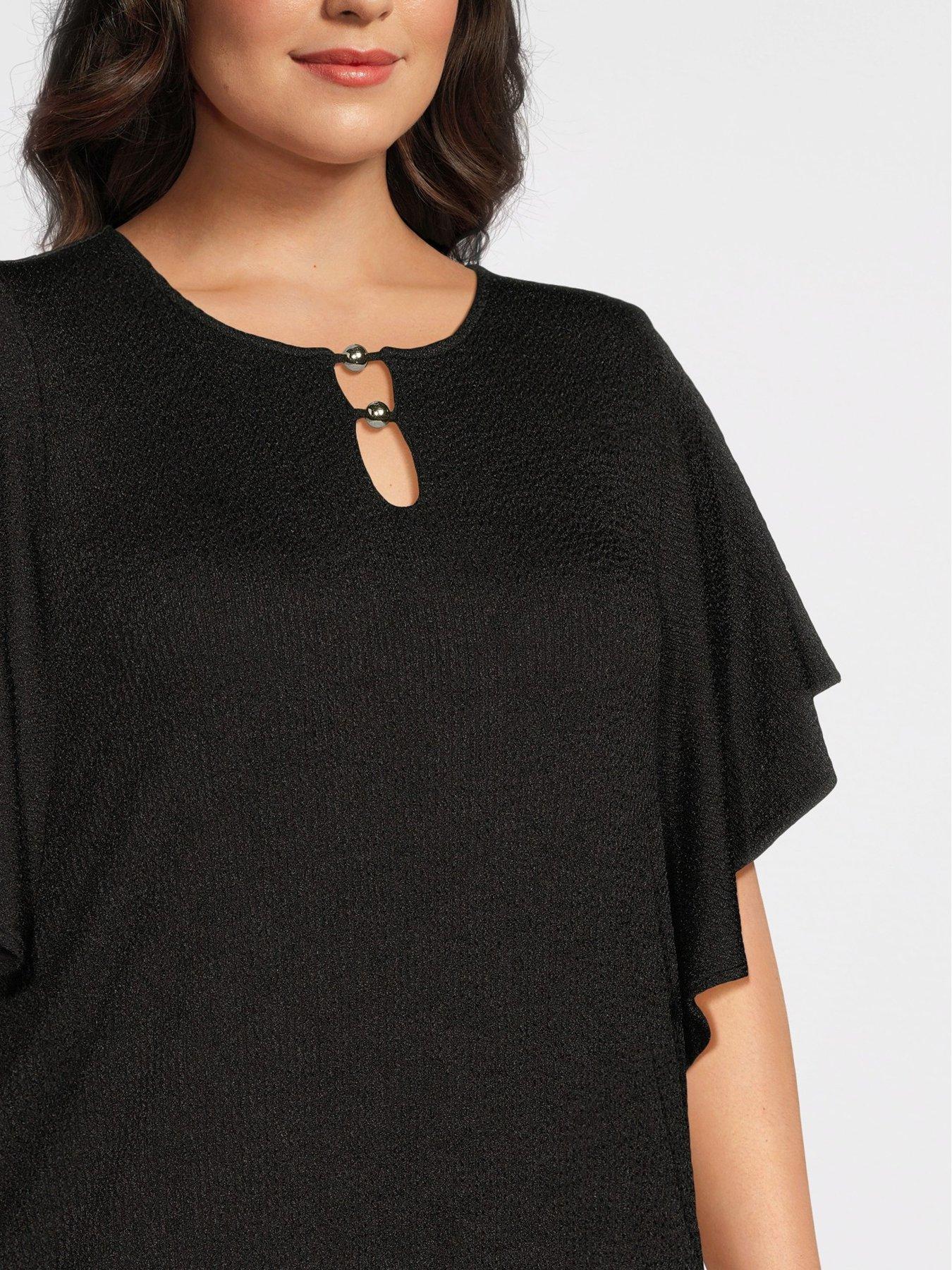 The Very Collection Curve Banded Hem Drape Sleeve Top