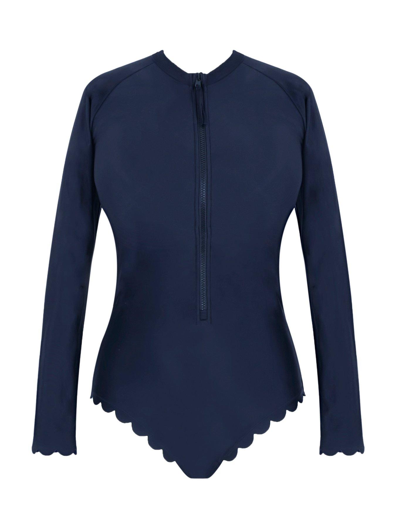 Panache Signature Ink Blue Grace Long Sleeves Non Wired Swimsuit ...
