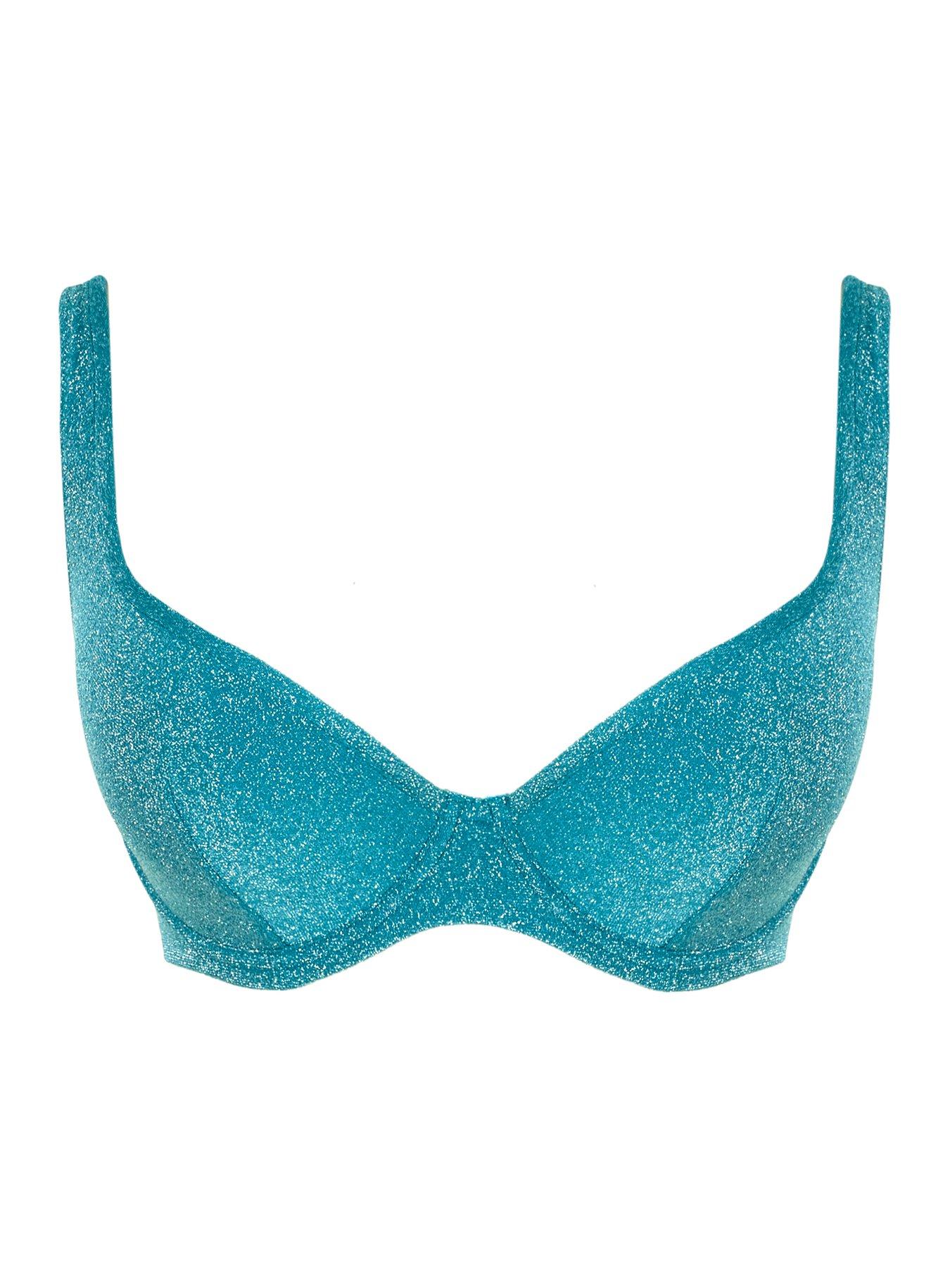 Image 5 of 5 of Panache Sparkle Teal Billie Triangle Bikini