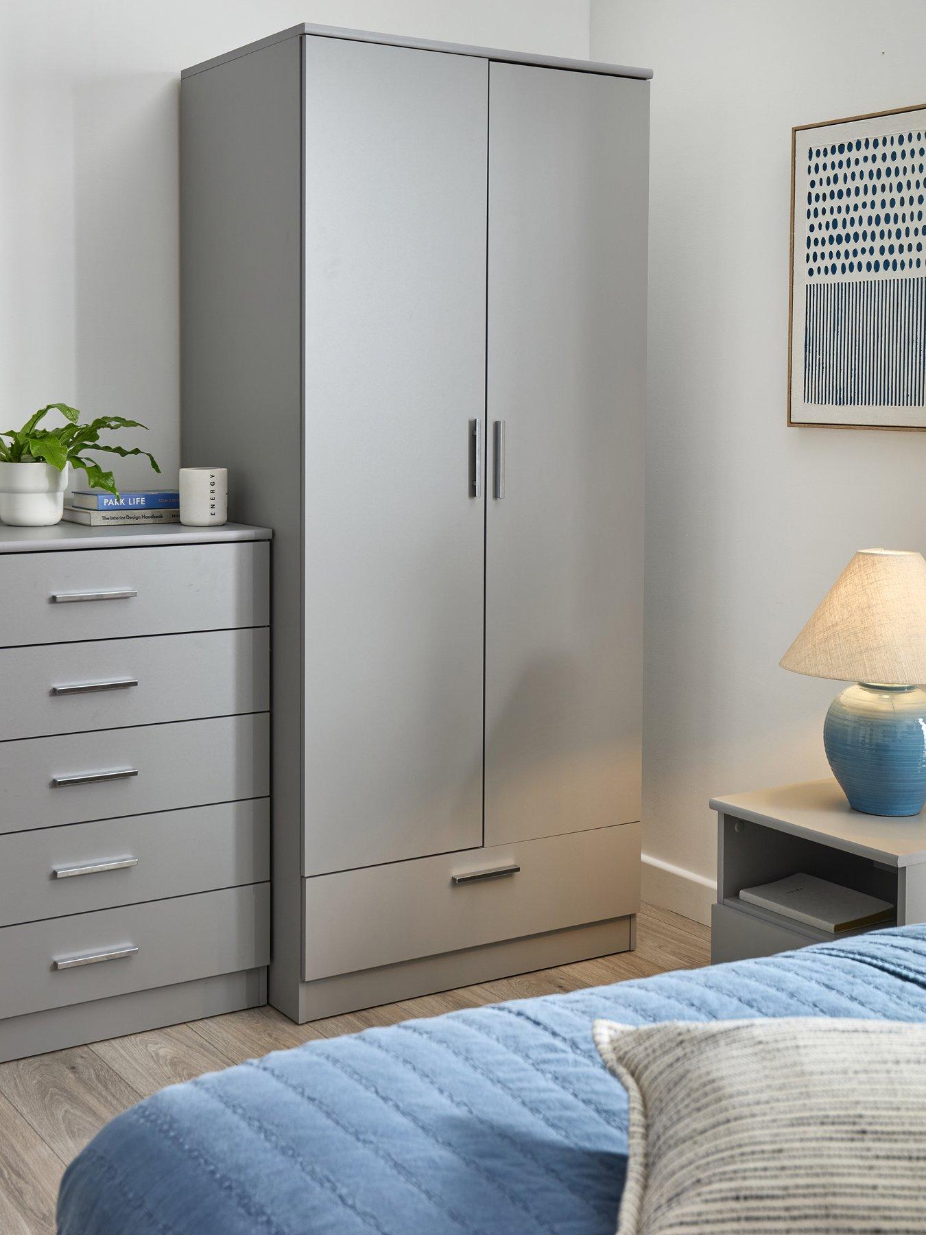 The Very Collection Panama 2 Door, 1 Drawer Wardrobe - Grey - FSC® Certified