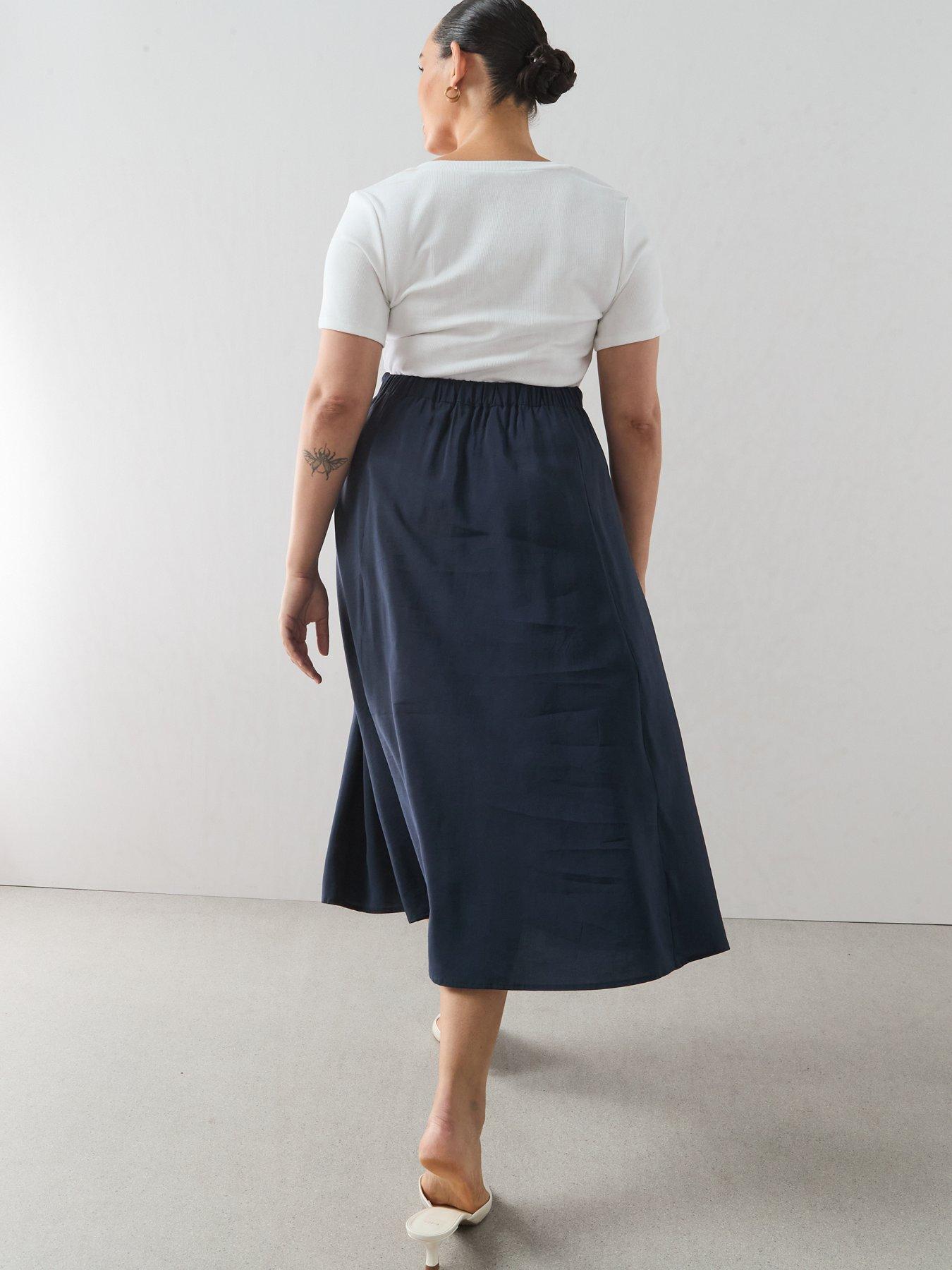 Image 2 of 6 of The Very Collection Curve 2 In 1 Belted Midi Dress - Navy/White
