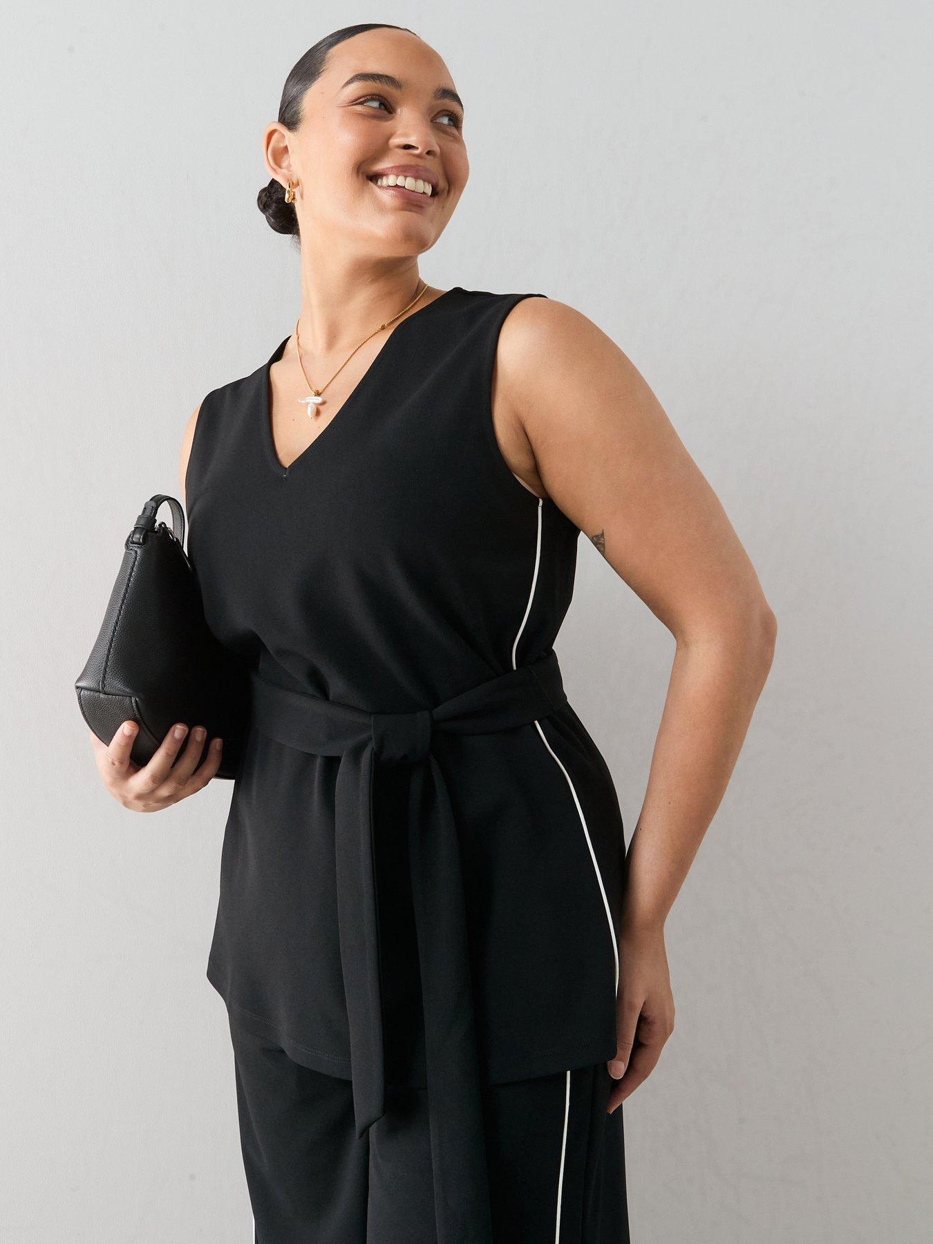 The Very Collection Curve V Neck Tunic Co-Ord - Black
