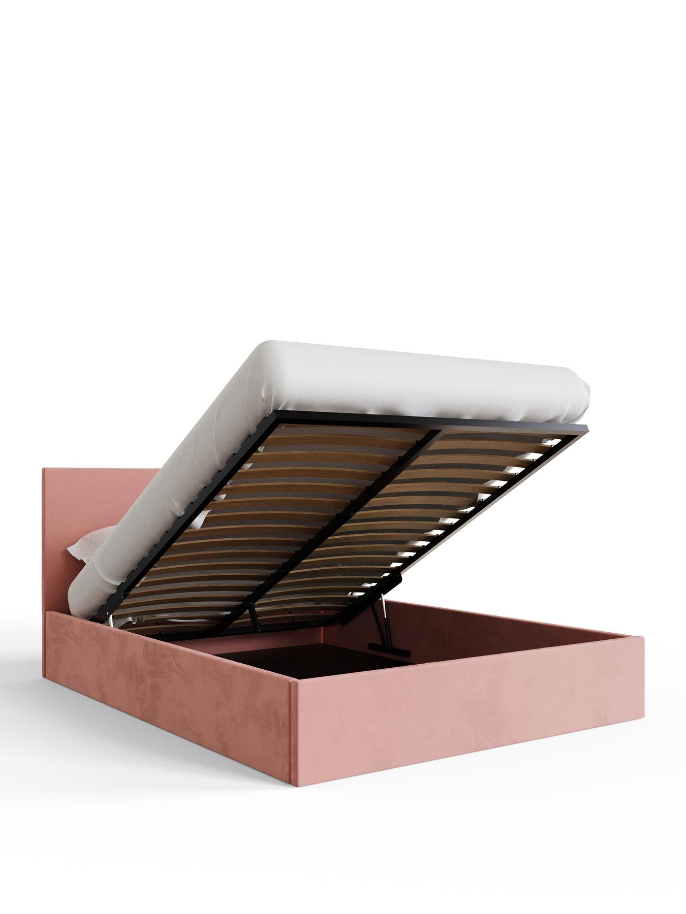 Image 2 of 7 of GFW Odessa Velvet End Lift Up Storage Ottoman Bed&nbsp;with Mattress Options (Buy &amp; SAVE!)
