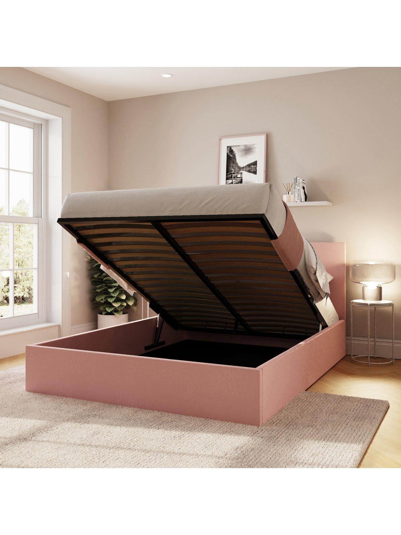 Image 5 of 7 of GFW Odessa Velvet End Lift Up Storage Ottoman Bed&nbsp;with Mattress Options (Buy &amp; SAVE!)