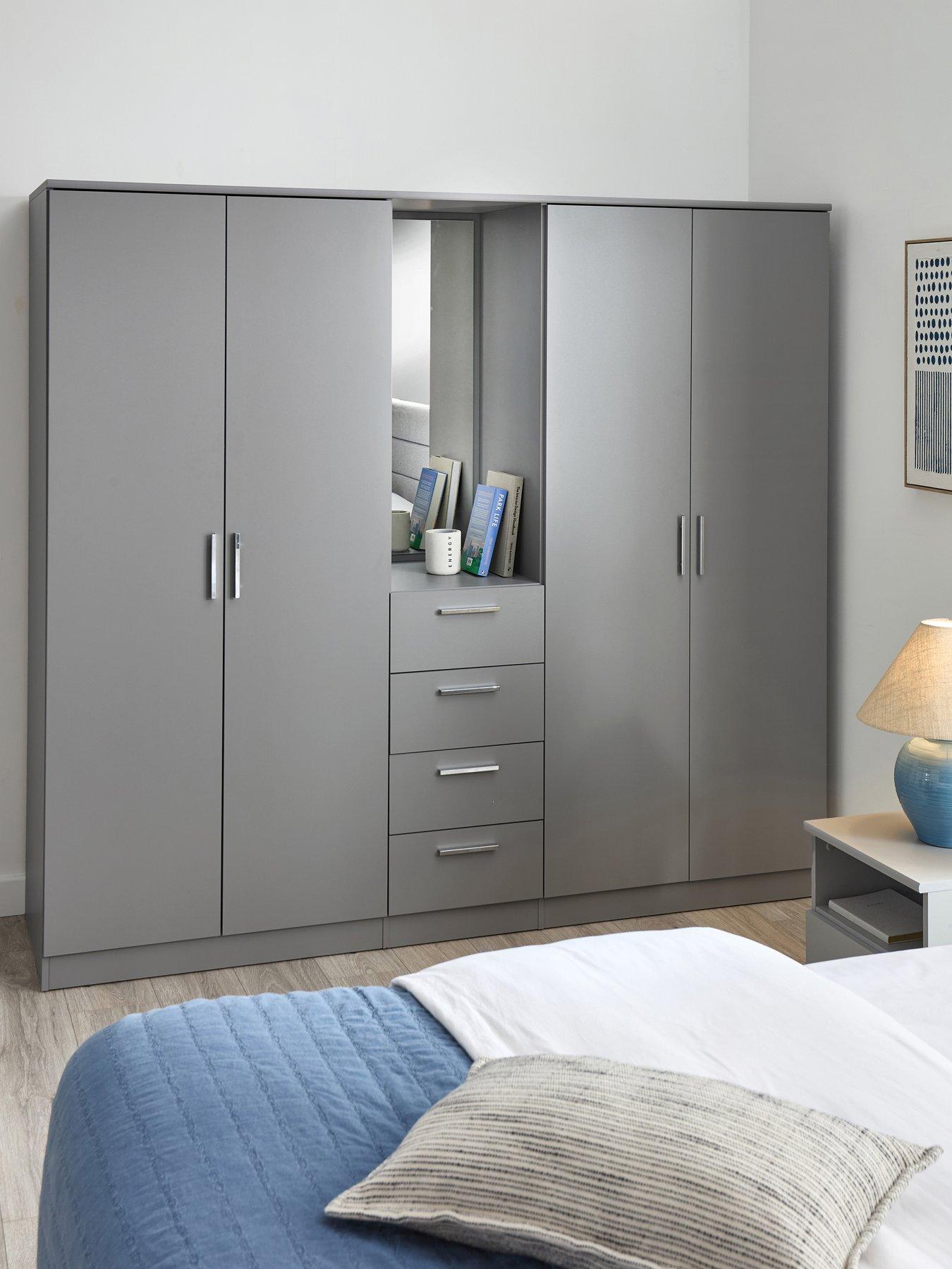 The Very Collection Panama 4 Door 4 Drawer Combi Fitment with Mirror - Grey - FSC® Certified