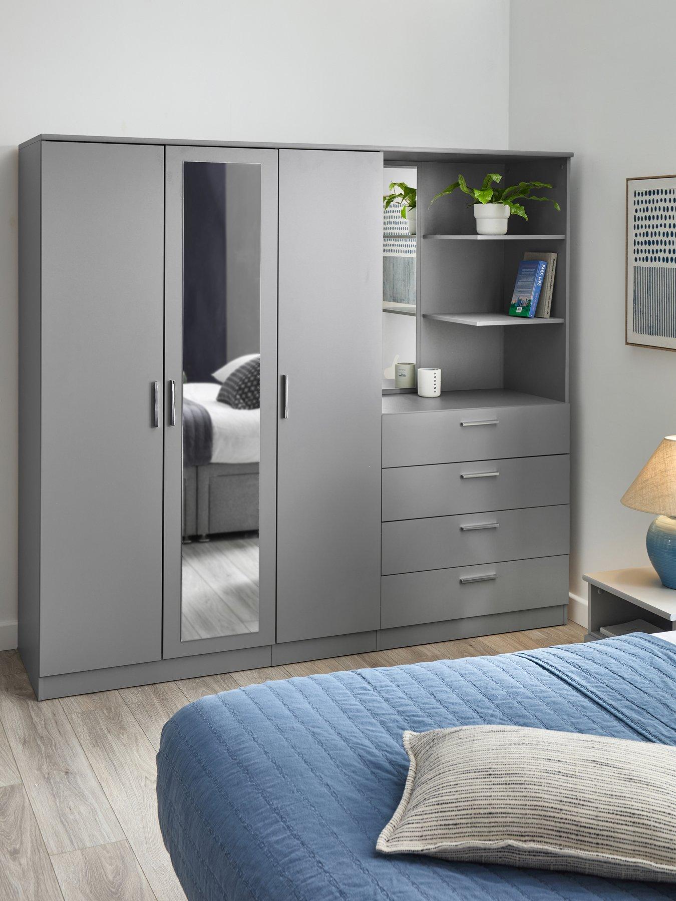 The Very Collection Panama 3 Door 4 Drawer Combi Wardrobe - Grey