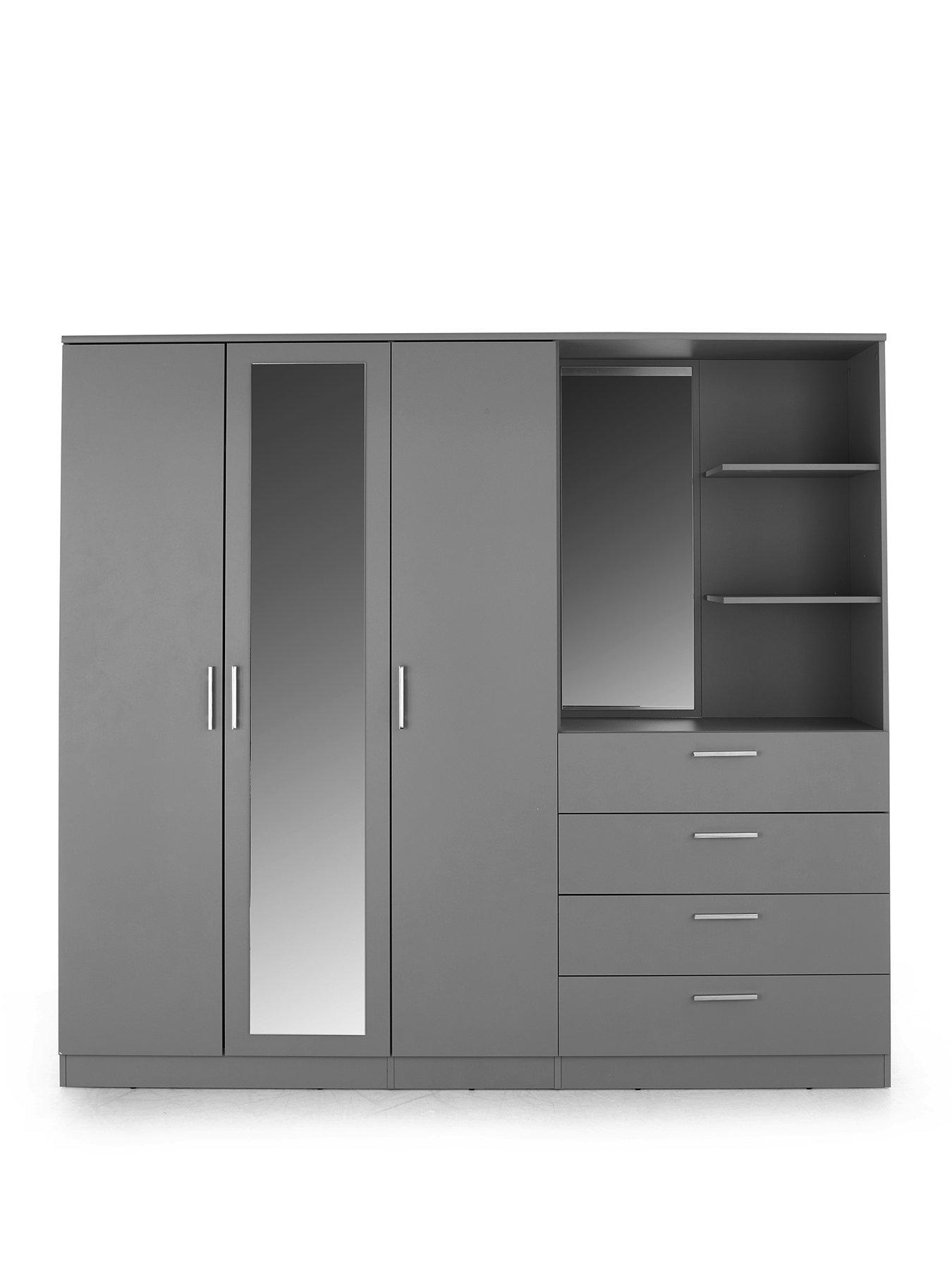 Image 2 of 7 of The Very Collection Panama 3 Door 4 Drawer Combi Wardrobe - Grey - FSC&reg; Certified
