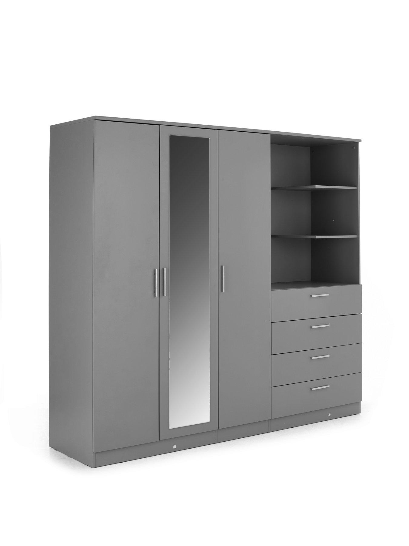 Image 3 of 7 of The Very Collection Panama 3 Door 4 Drawer Combi Wardrobe - Grey - FSC&reg; Certified